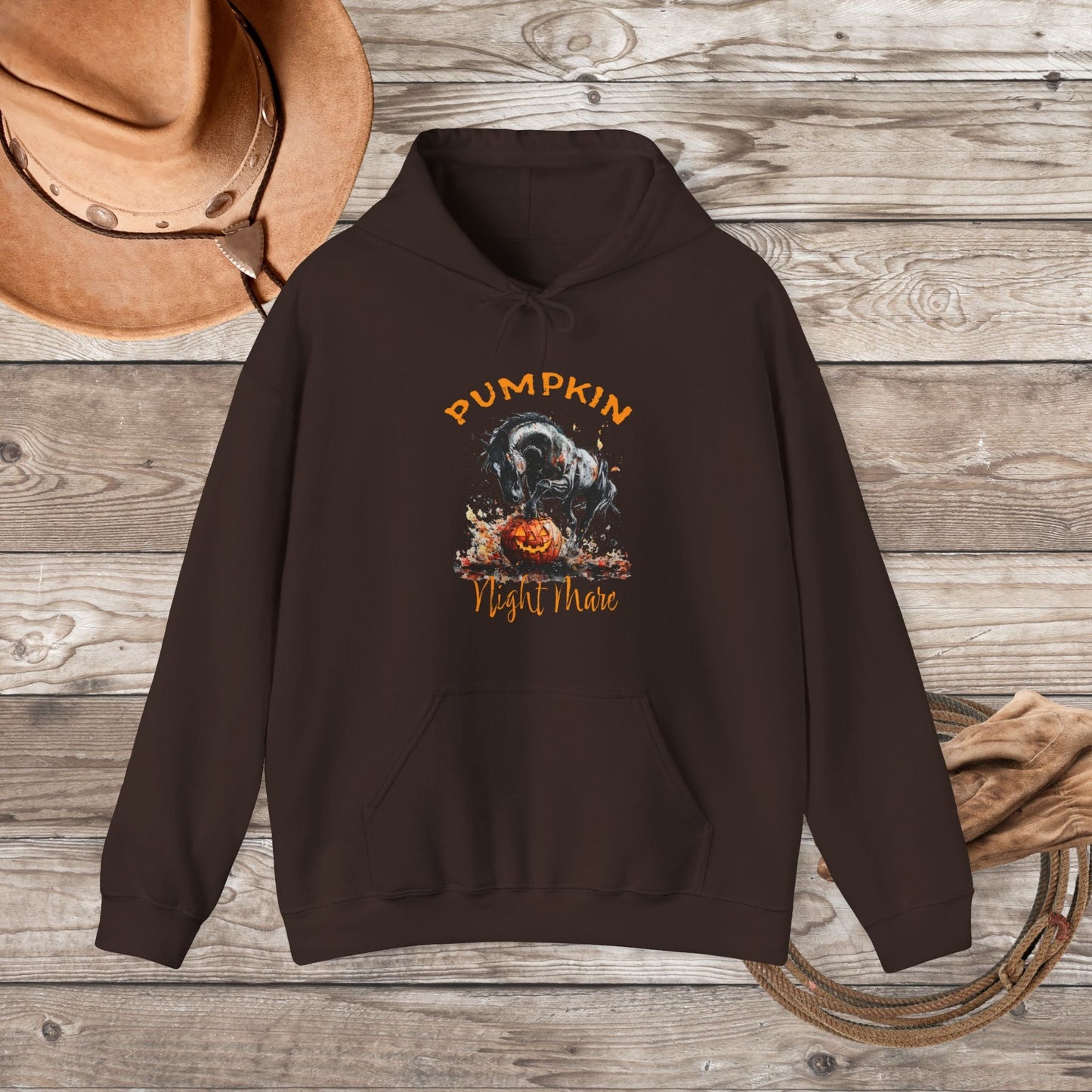 Pumpkin Night Mare Hoodie Sweatshirt, Halloween Party Shirt, Horse lover - FlooredByArt