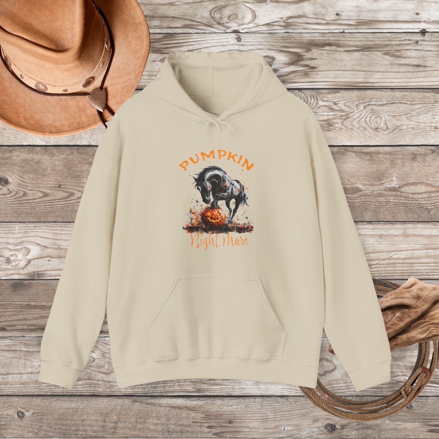 Pumpkin Night Mare Hoodie Sweatshirt, Halloween Party Shirt, Horse lover - FlooredByArt