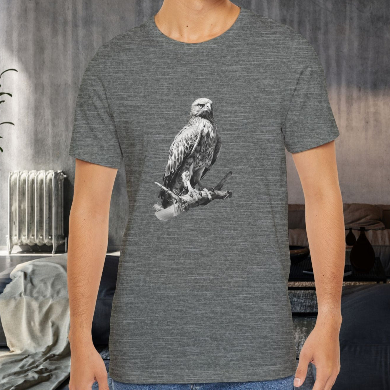 Red - Tailed Hawk Line Art Tee – Wildlife Bird Shirt for Nature Lovers - FlooredByArt