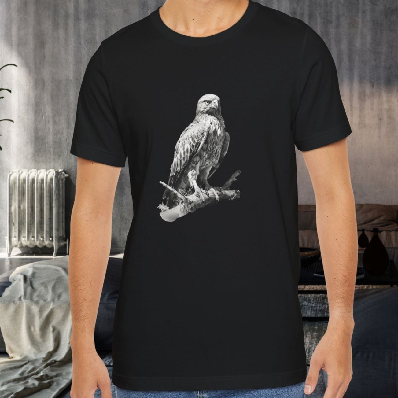 Red - Tailed Hawk Line Art Tee – Wildlife Bird Shirt for Nature Lovers - FlooredByArt