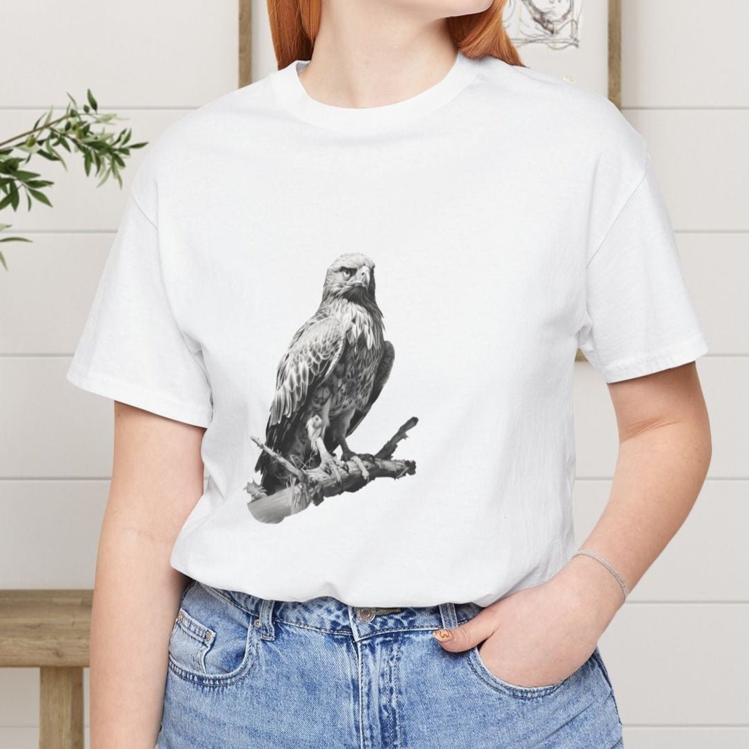 Red - Tailed Hawk Line Art Tee – Wildlife Bird Shirt for Nature Lovers - FlooredByArt