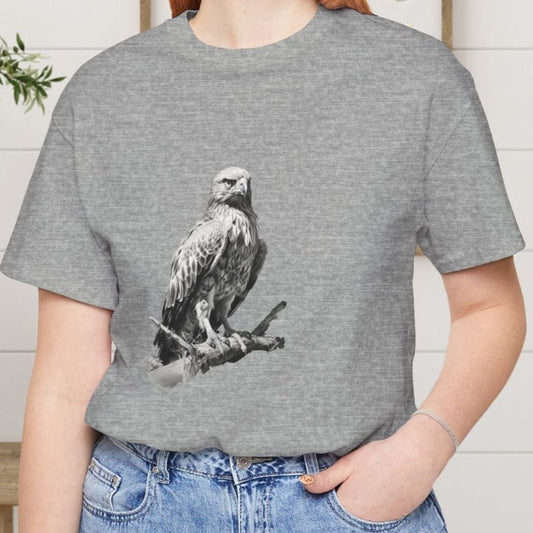 Red - Tailed Hawk Line Art Tee – Wildlife Bird Shirt for Nature Lovers - FlooredByArt