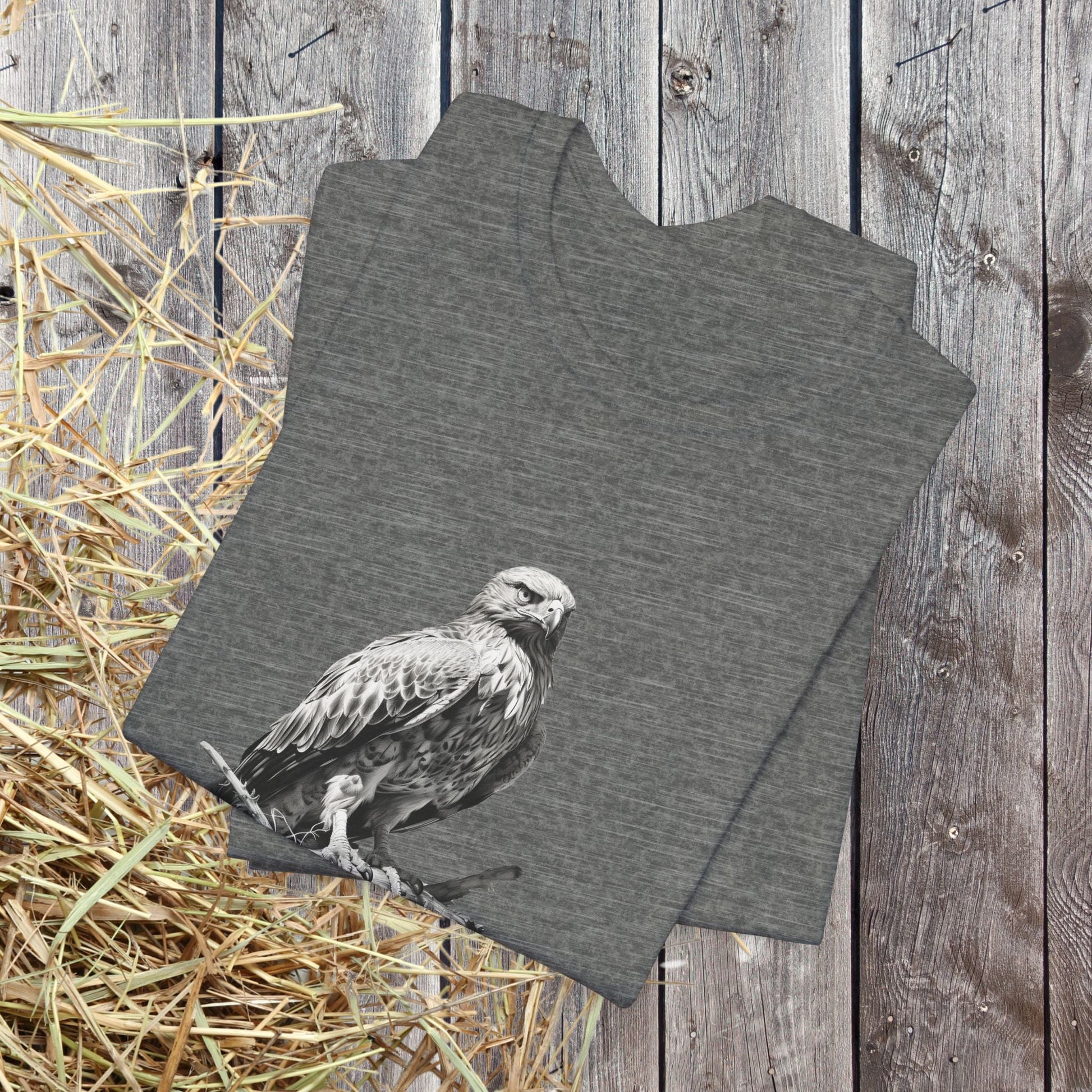 Red - Tailed Hawk Line Art Tee – Wildlife Bird Shirt for Nature Lovers - FlooredByArt