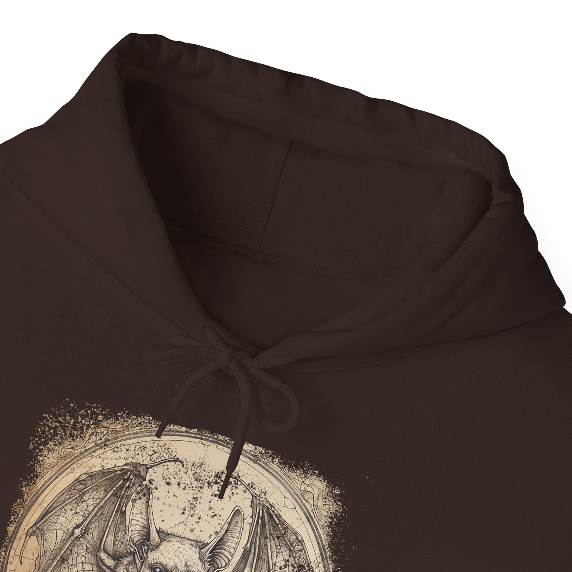 Retro Bat Drawing Hoodie – Vintage Gothic Sweatshirt for Halloween or Everyday - FlooredByArt