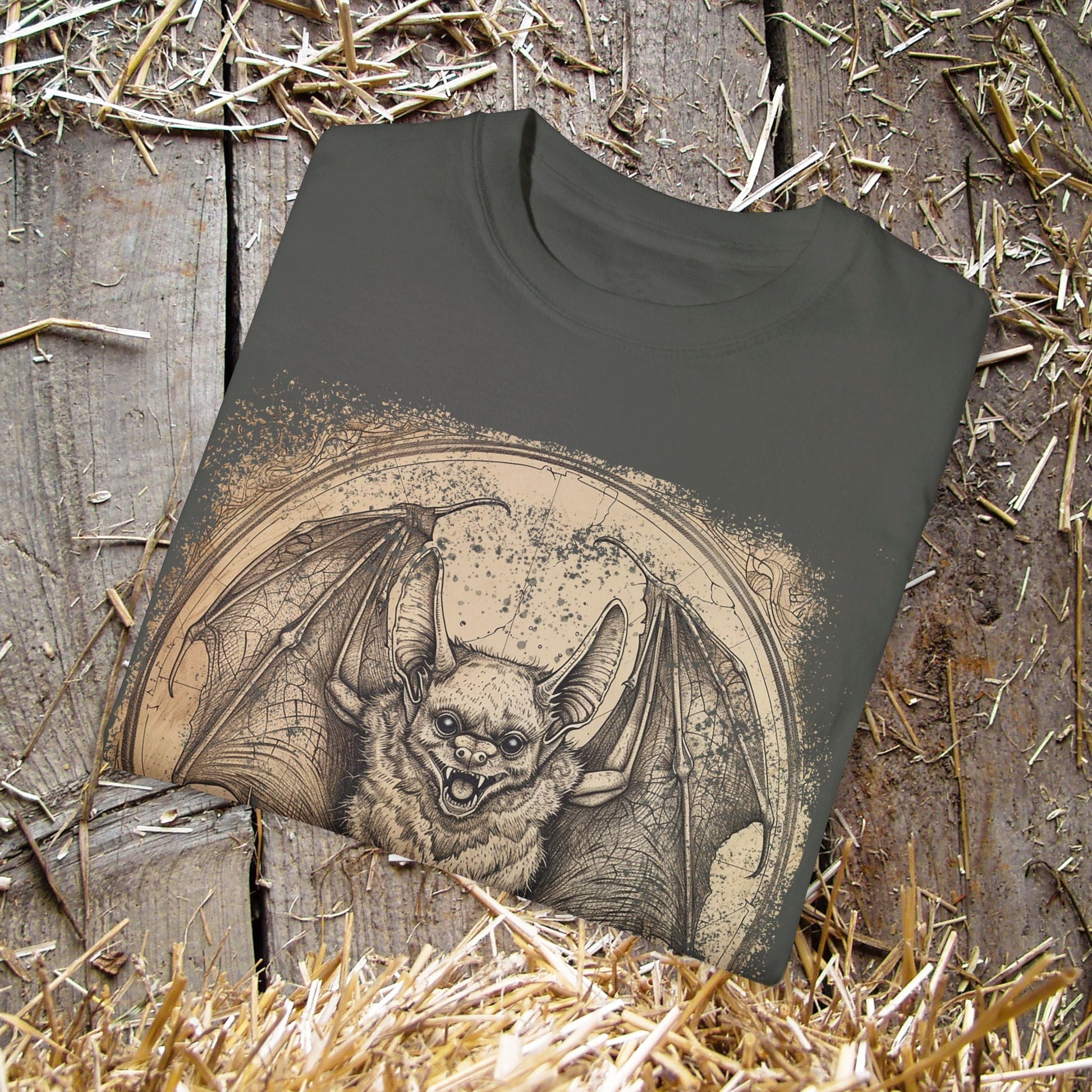 Retro Bat T - shirt, Halloween Or Everyday Cool Bat Shirt, Unisex Tee Spooky Bat Lover, Bat or Caving Enthusiast, Unique Gift Guys or Gals - FlooredByArt