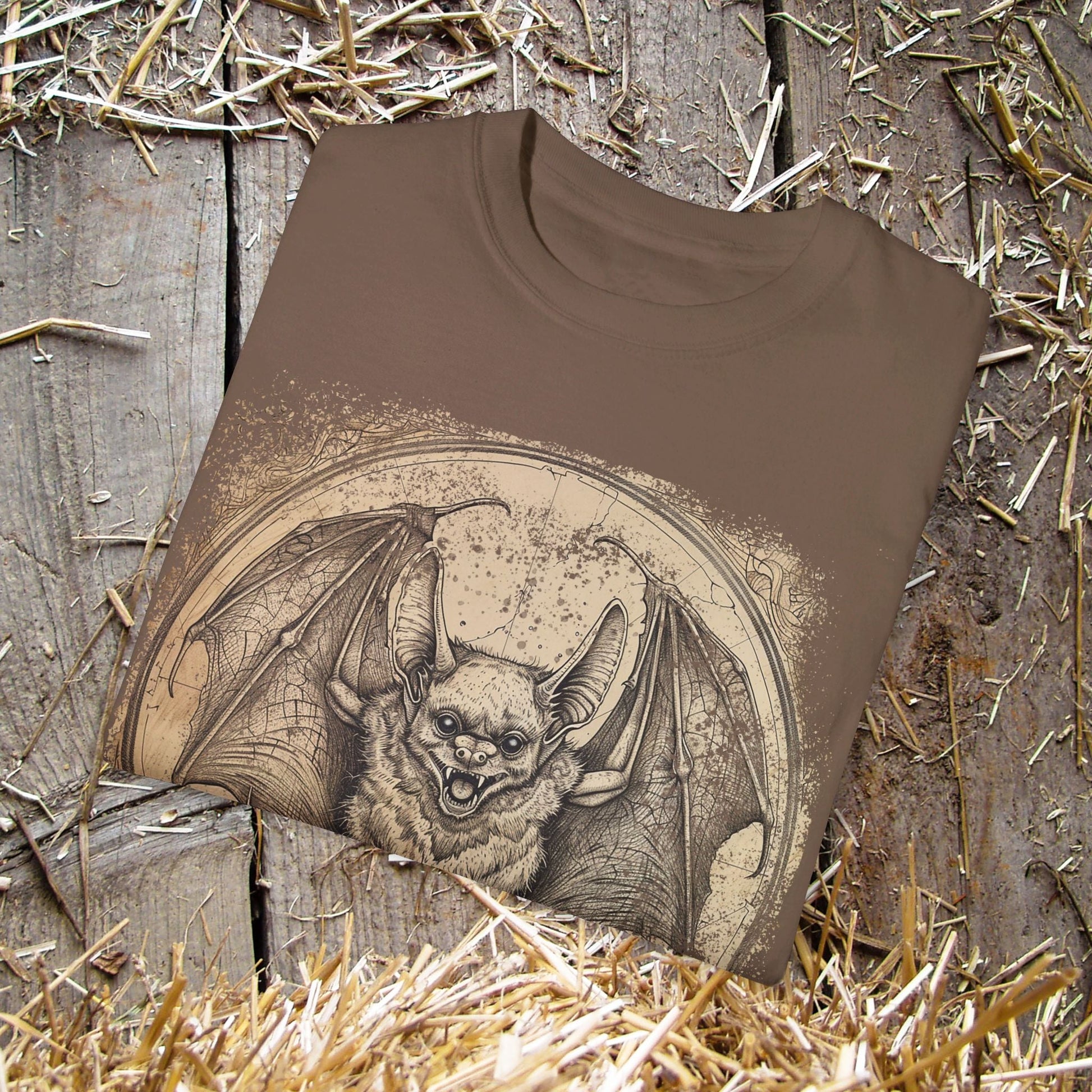 Retro Bat T - shirt, Halloween Or Everyday Cool Bat Shirt, Unisex Tee Spooky Bat Lover, Bat or Caving Enthusiast, Unique Gift Guys or Gals - FlooredByArt