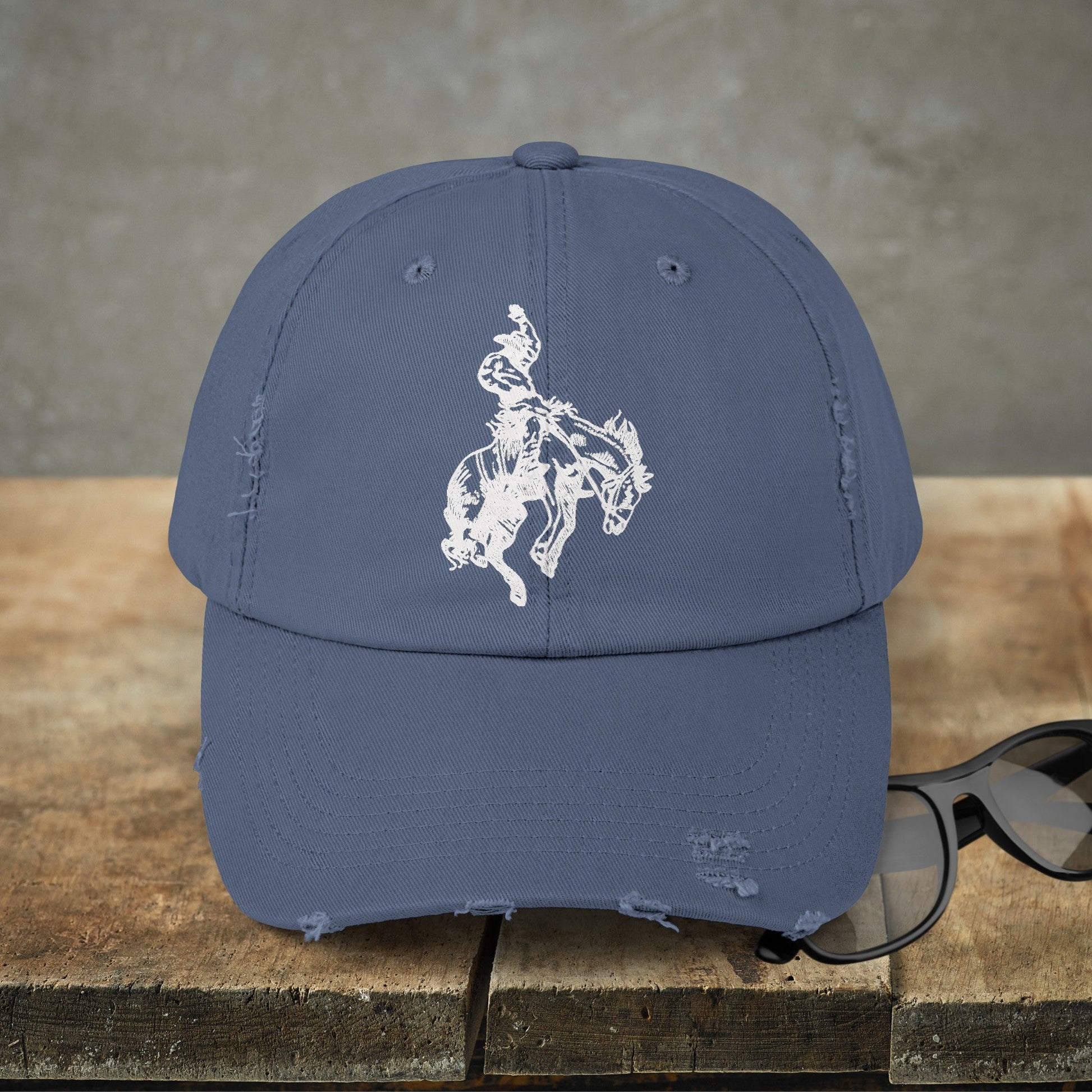 Rodeo Bronc Rider Horse Hat Cap, Horse Art Baseball Cap of Bucking Horse - FlooredByArt