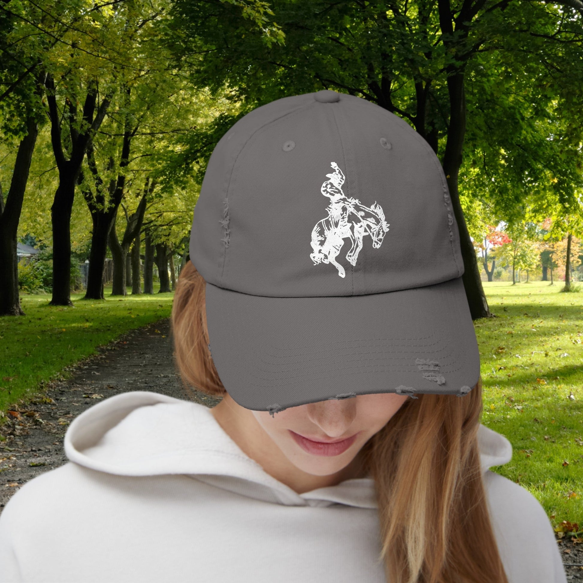 Rodeo Bronc Rider Horse Hat Cap, Horse Art Baseball Cap of Bucking Horse - FlooredByArt