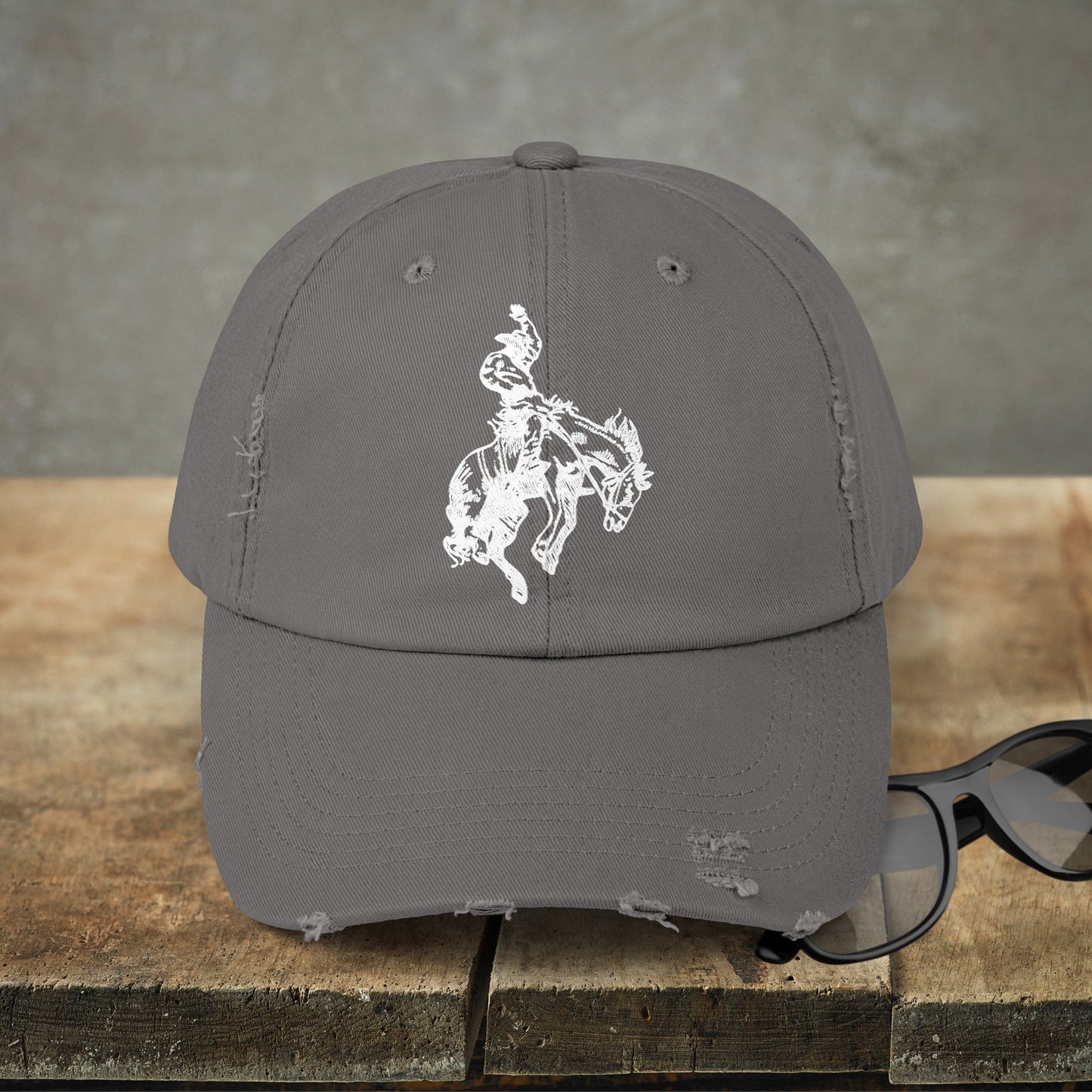 Rodeo Bronc Rider Horse Hat Cap, Horse Art Baseball Cap of Bucking Horse, Cowboy Rodeo Hat, Perfect Gift for Rodeo Dad, Bronc Horse Rider - FlooredByArt