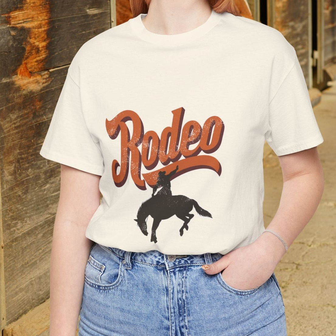 Rodeo Bronc Rider T-Shirt – Western Graphic Tee for Rodeo Season - FlooredByArt