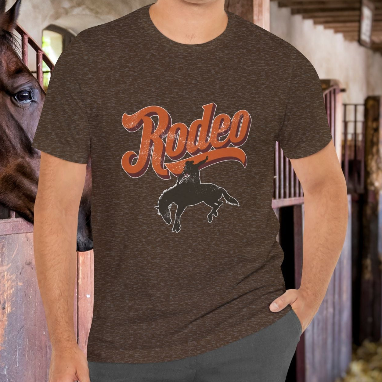 Rodeo Bronc Rider T-Shirt – Western Graphic Tee for Rodeo Season - FlooredByArt