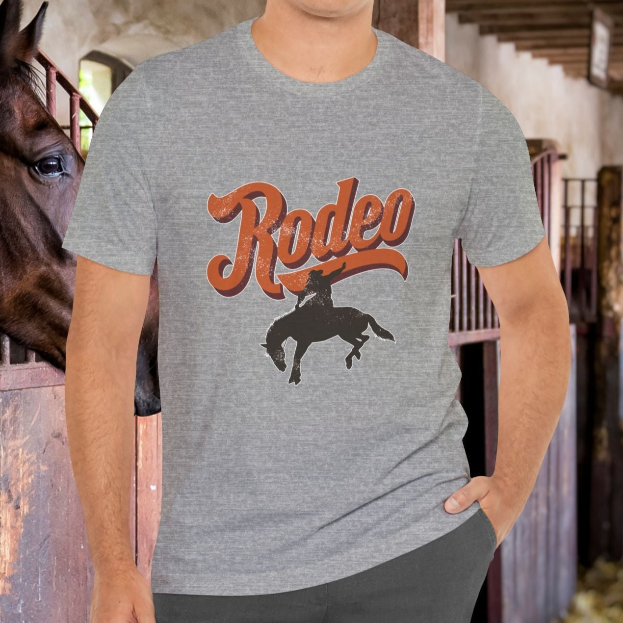 Rodeo Bronc Rider T-Shirt – Western Graphic Tee for Rodeo Season - FlooredByArt