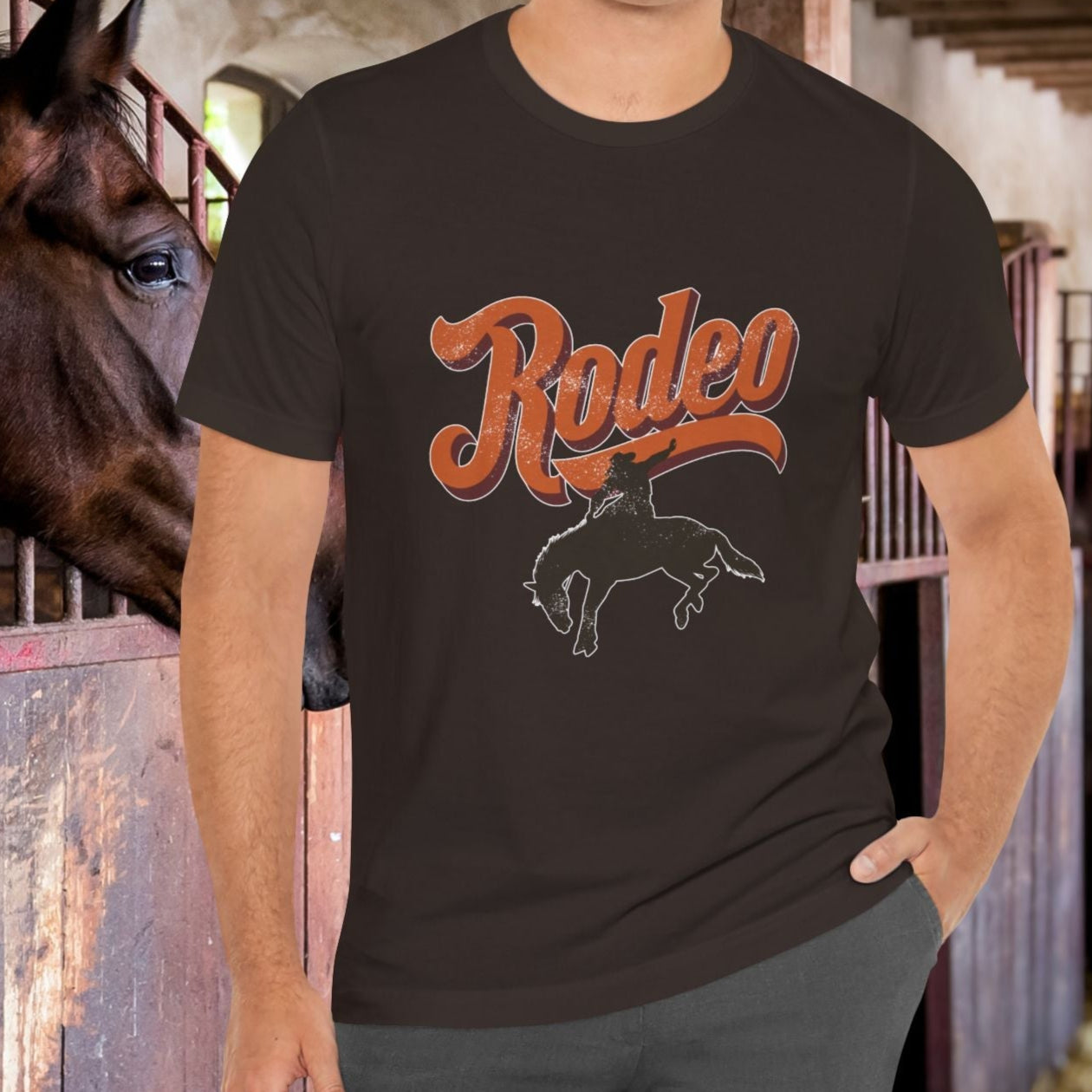 Rodeo Bronc Rider T-Shirt – Western Graphic Tee for Rodeo Season - FlooredByArt