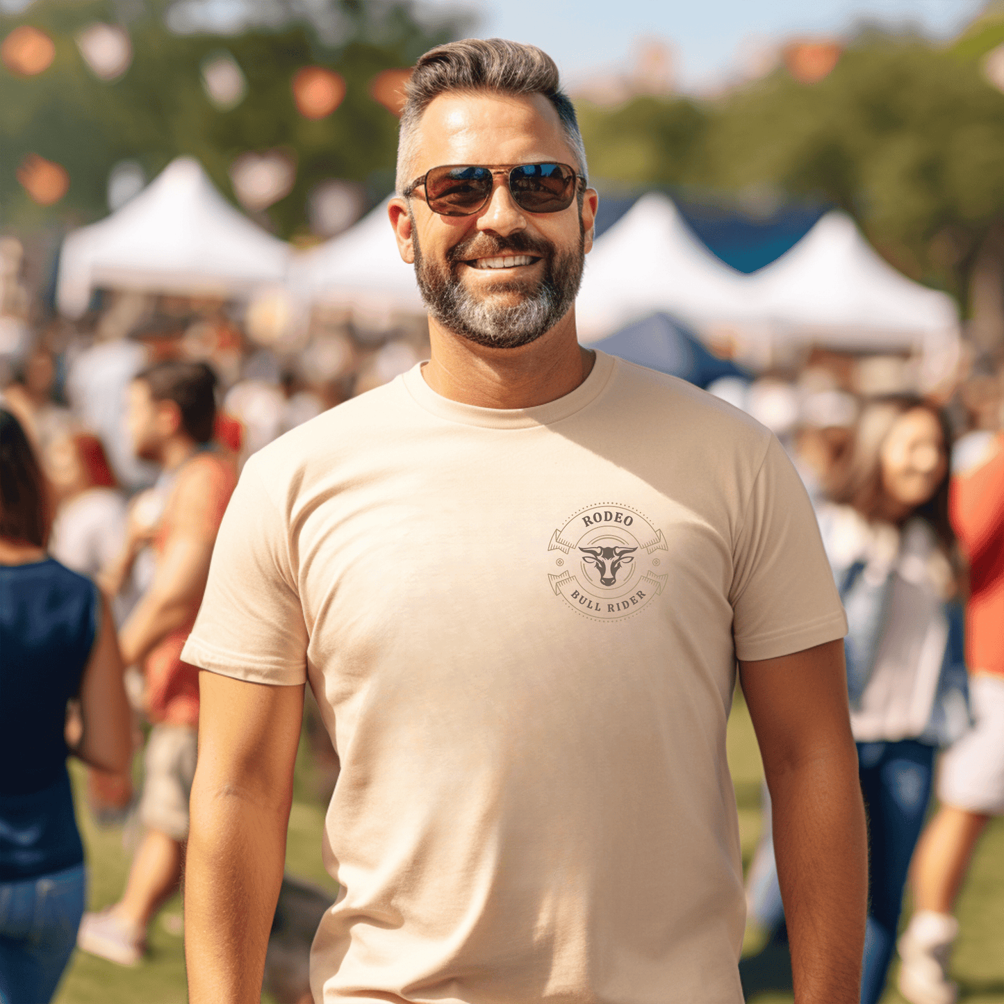 Rodeo Bull Rider T-Shirt – Western Cowboy Subtle Art Shirt in Ivory, Country Style - FlooredByArt