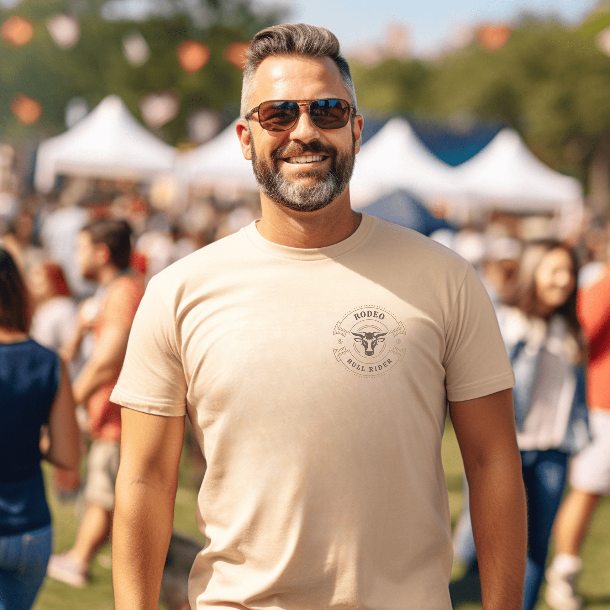 Rodeo Bull Rider T-Shirt – Western Cowboy Subtle Art Shirt in Ivory, Country Style - FlooredByArt