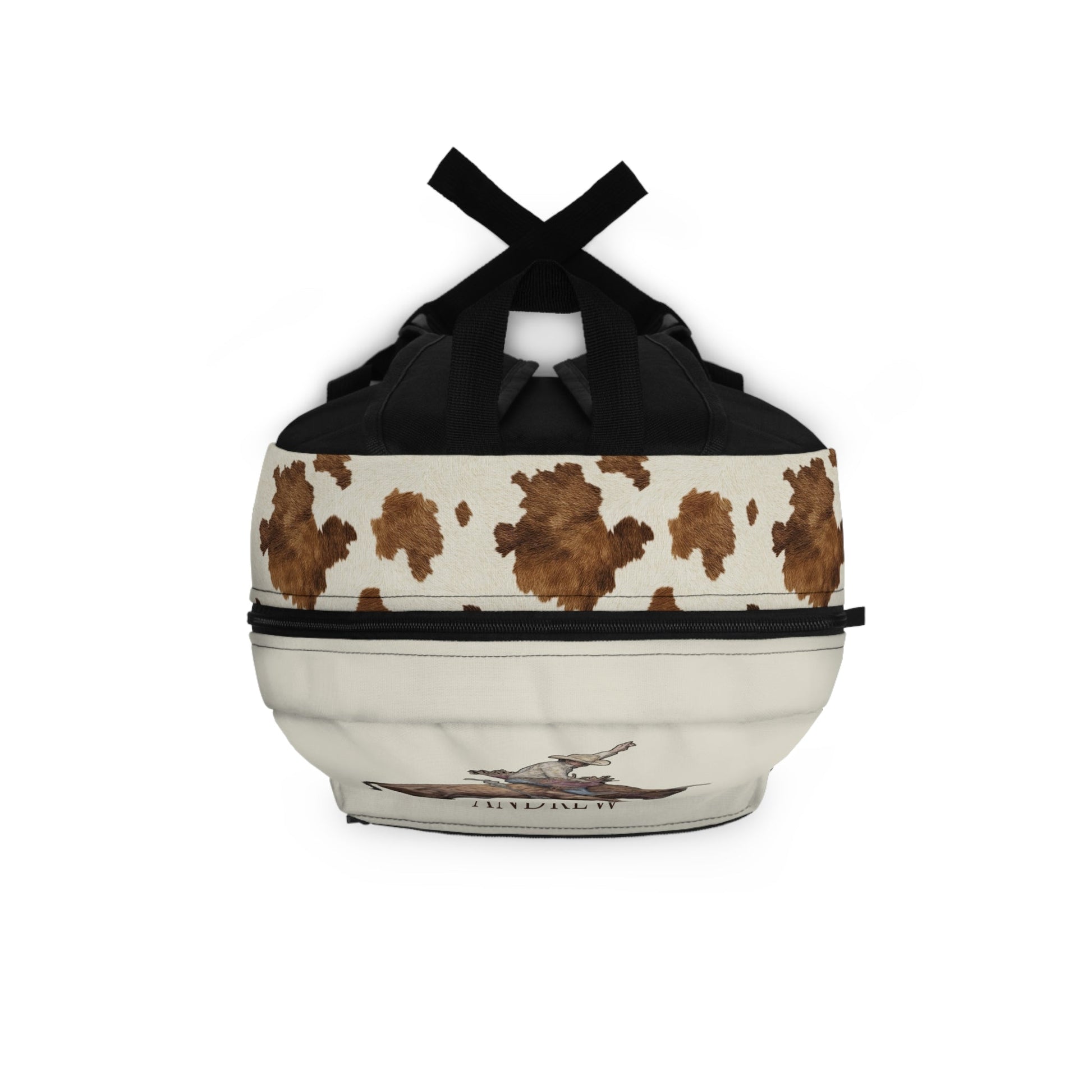 Rodeo Cowboy Backpack | Personalized School Bag, Western Style, Gifts for Rodeo Lovers, Unique Cow Print Design - FlooredByArt