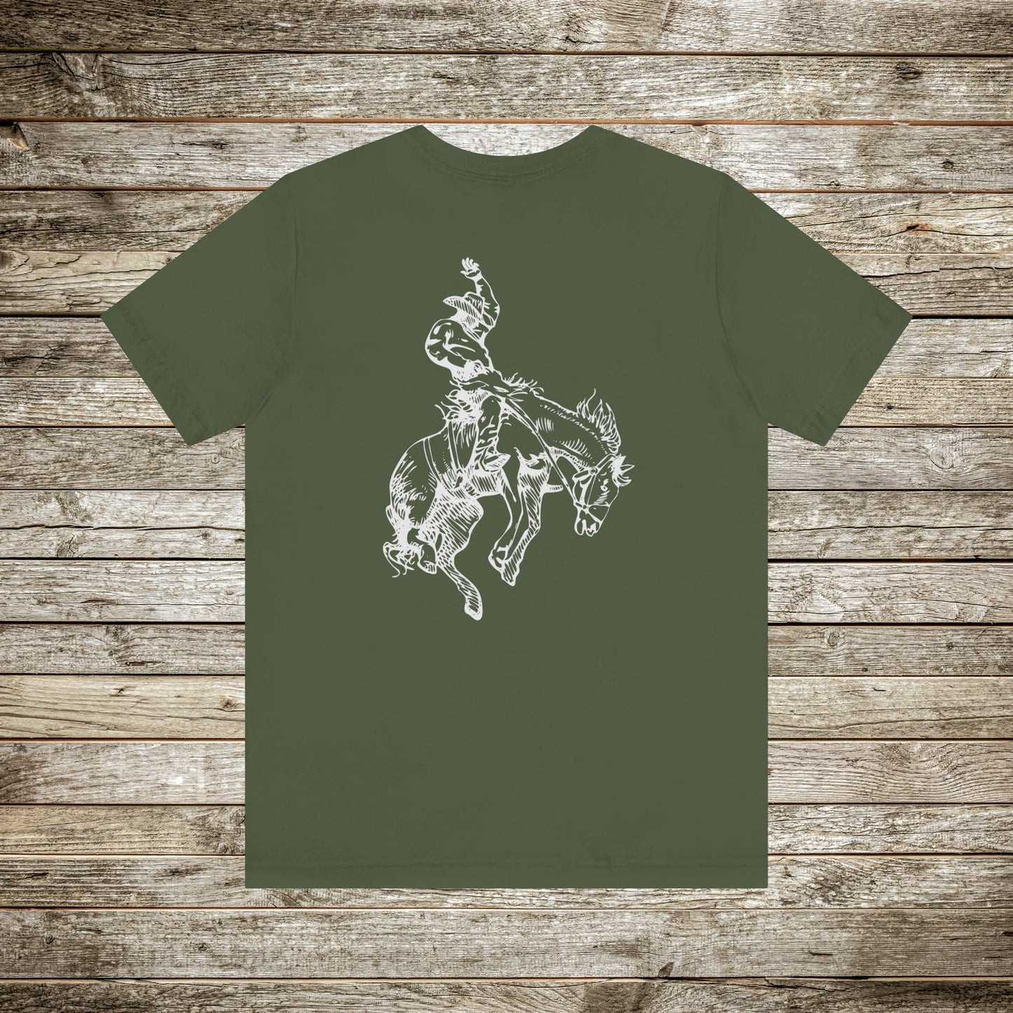 Rodeo Cowboy T-shirt Rodeo Bucking Bronc Horse Riders - FlooredByArt