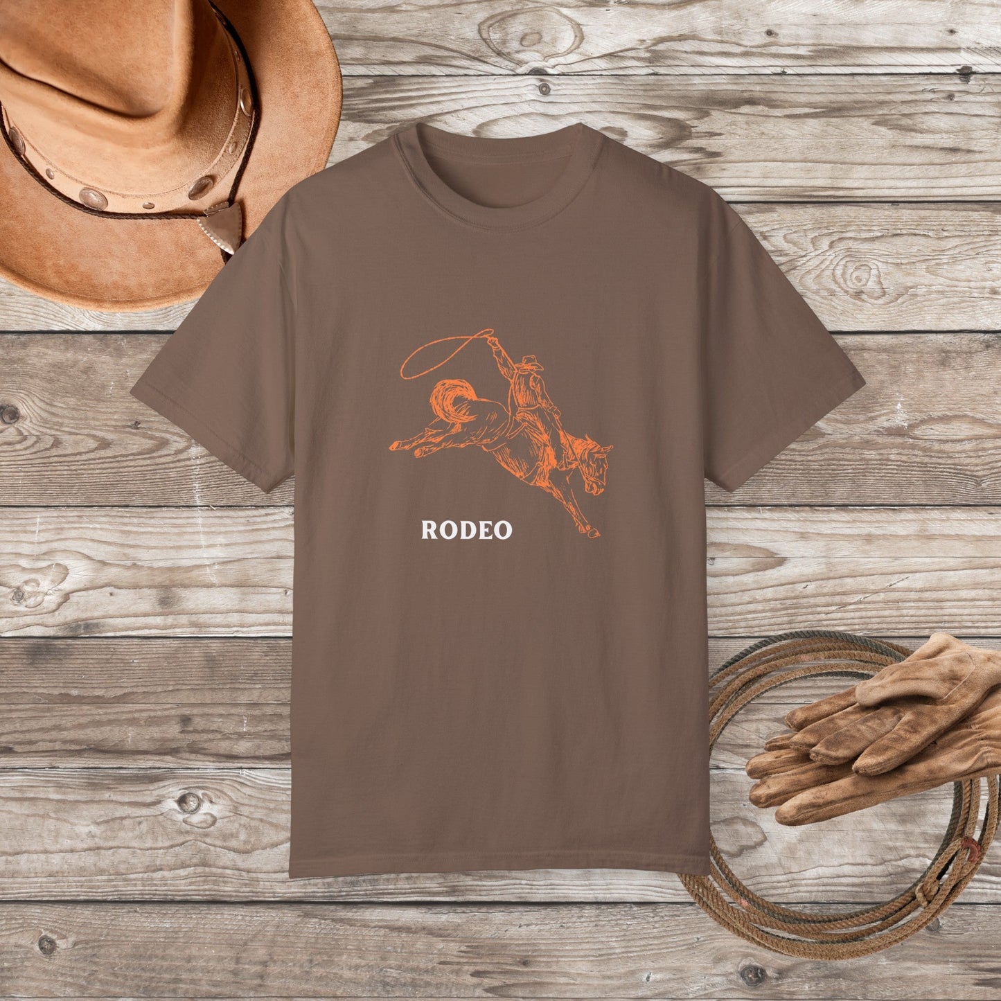 Rodeo T-shirt for Bronc Riding, Comfort Color Tee, Bronc Rider Horse, Country Boy Life - FlooredByArt