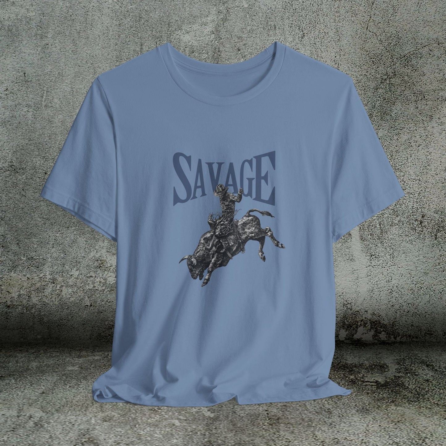 SAVAGE Bull Rider T-Shirt – Bella + Canvas Cowboy Rodeo Tee, Western Country Shirt for Men - FlooredByArt