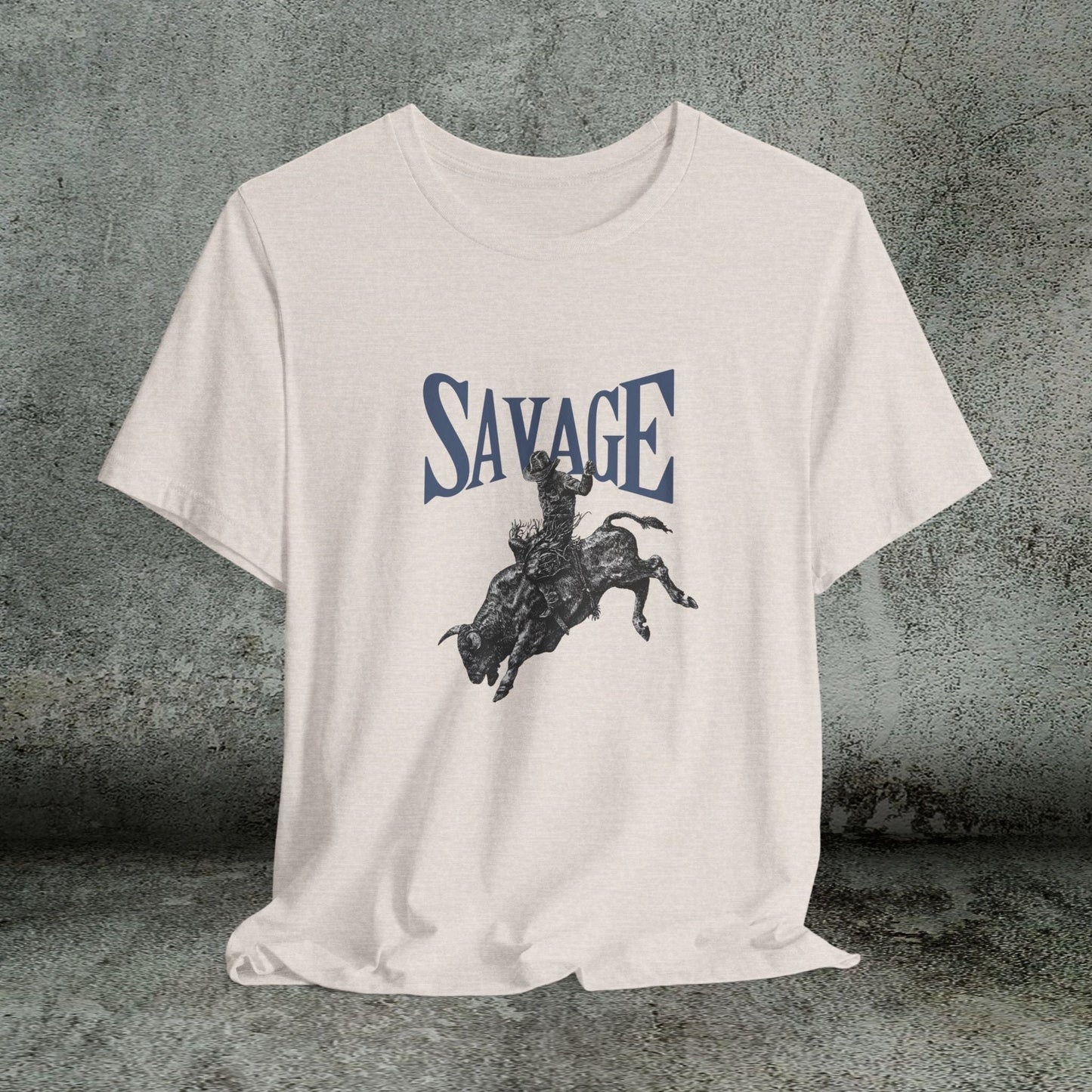 SAVAGE Bull Rider T-Shirt – Bella + Canvas Cowboy Rodeo Tee, Western Country Shirt for Men - FlooredByArt