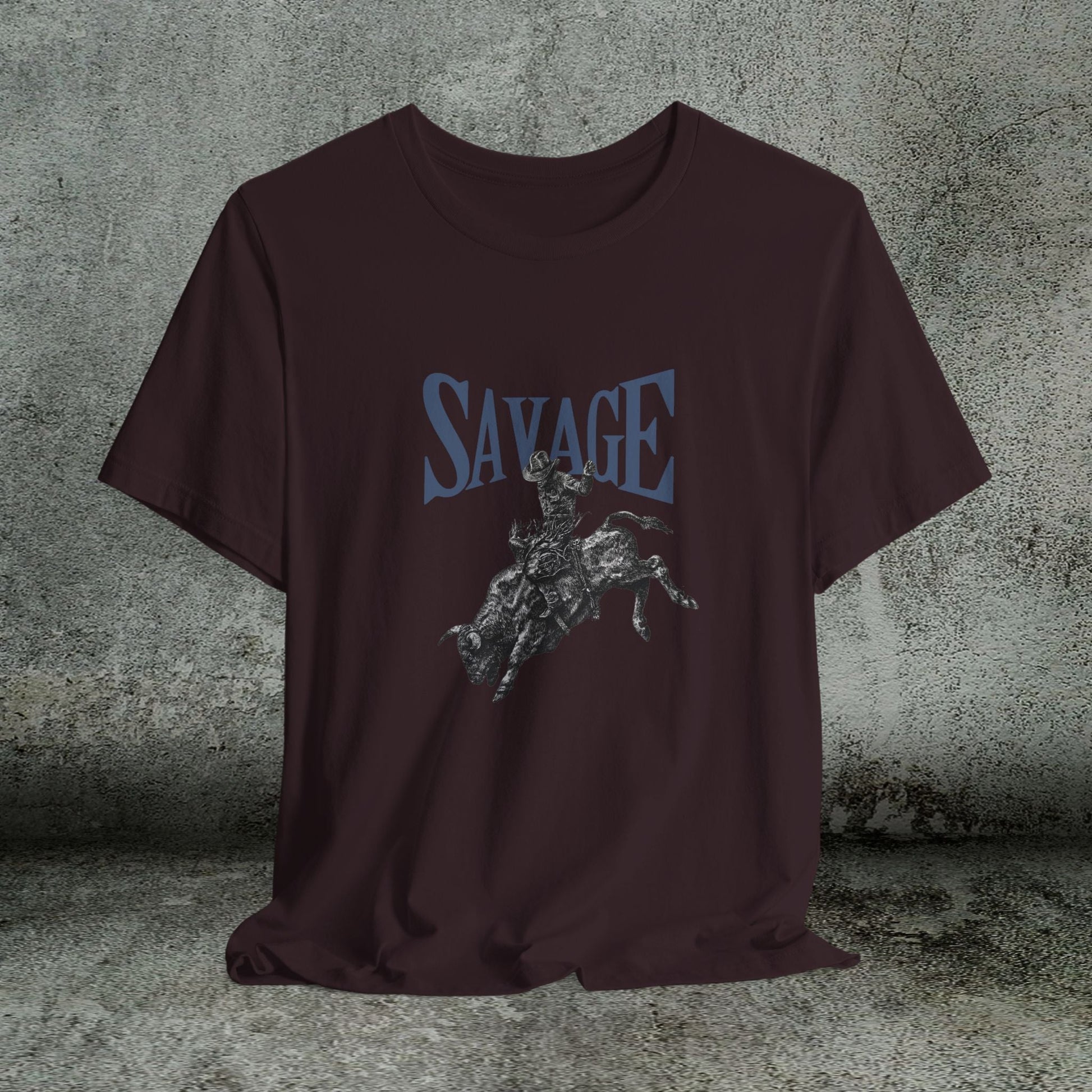 SAVAGE Bull Rider T-Shirt – Bella + Canvas Cowboy Rodeo Tee, Western Country Shirt for Men - FlooredByArt