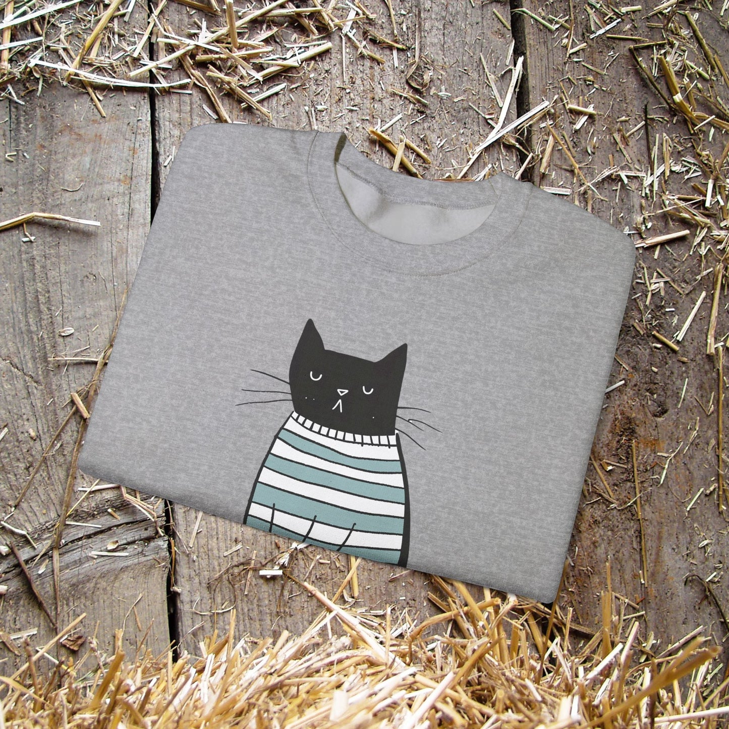 Simple Life Black Cat Sweatshirt, The Joy of a Simple Life with Cats, Be Happy Shirt, Inspirational - FlooredByArt