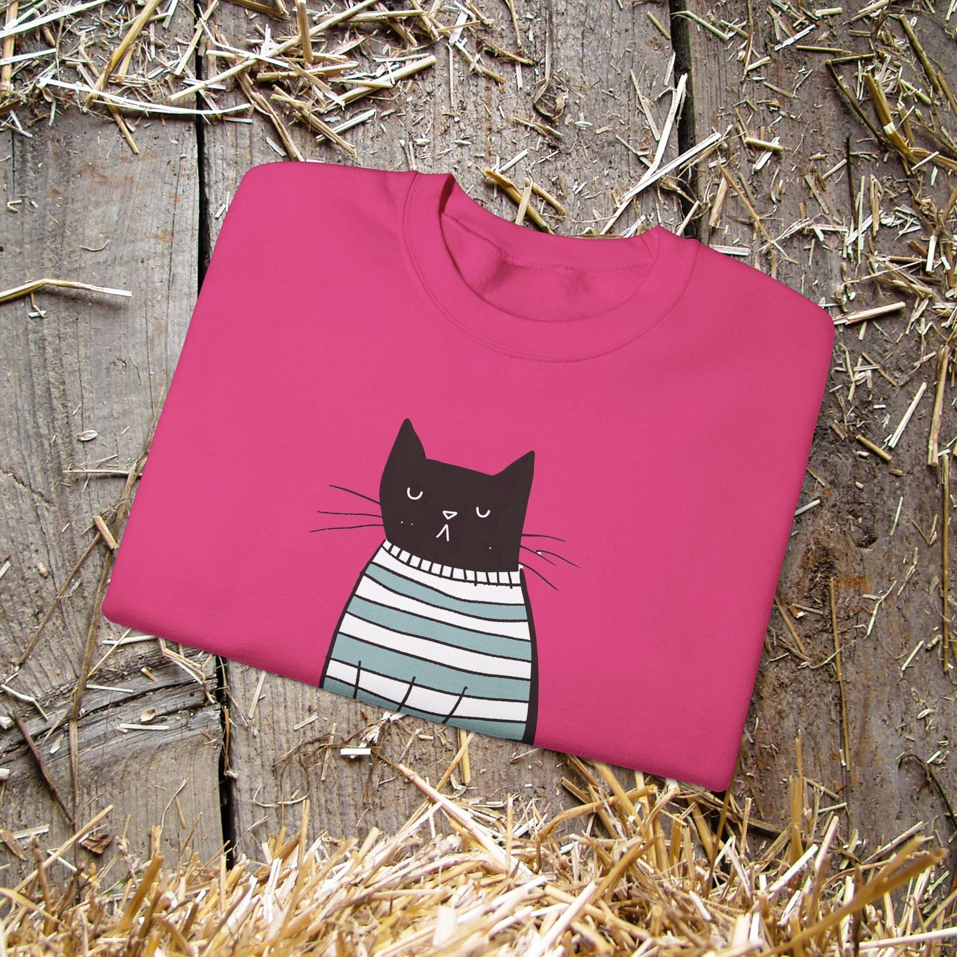 Simple Life Black Cat Sweatshirt, The Joy of a Simple Life with Cats, Be Happy Shirt, Inspirational - FlooredByArt