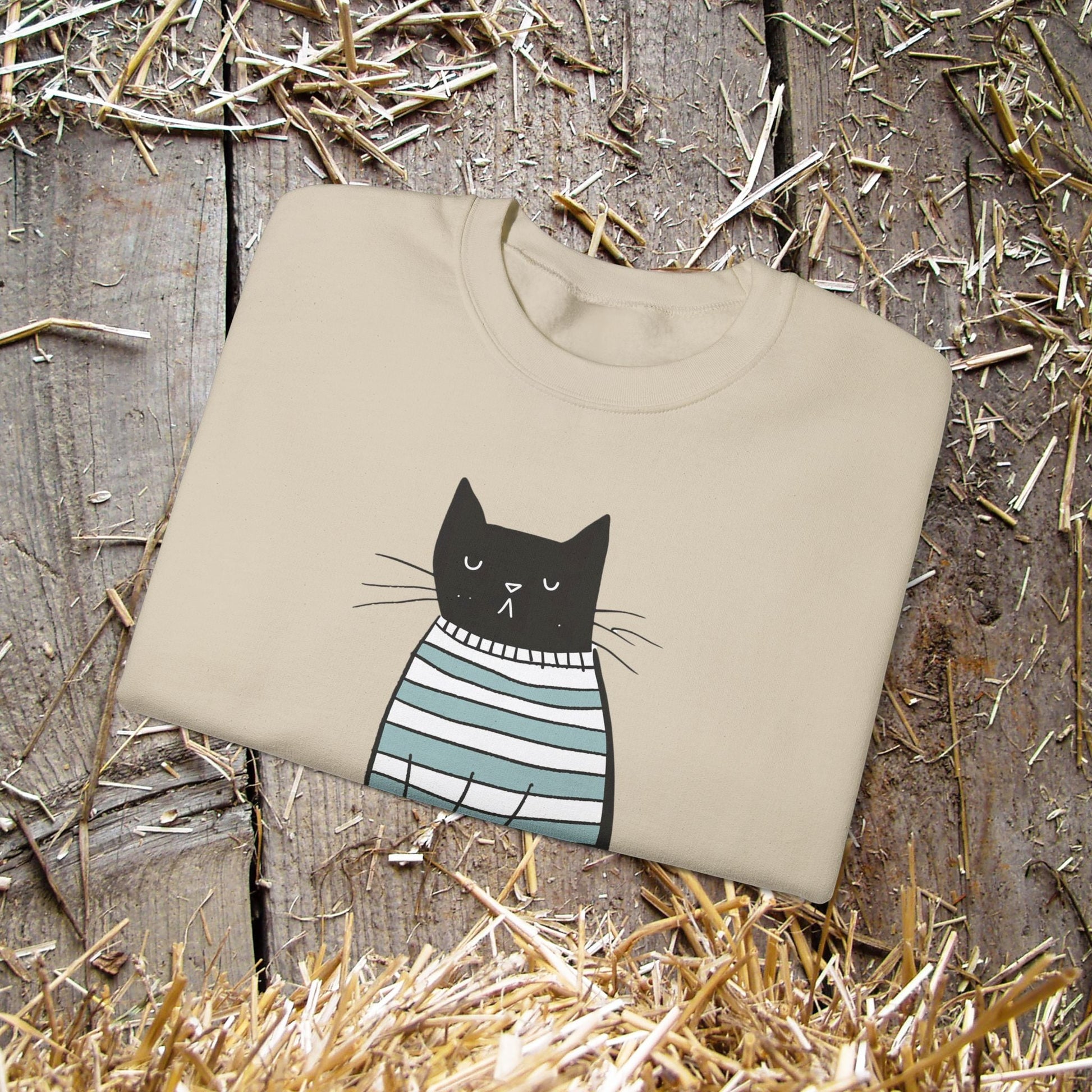 Simple Life Black Cat Sweatshirt, The Joy of a Simple Life with Cats, Be Happy Shirt, Inspirational - FlooredByArt