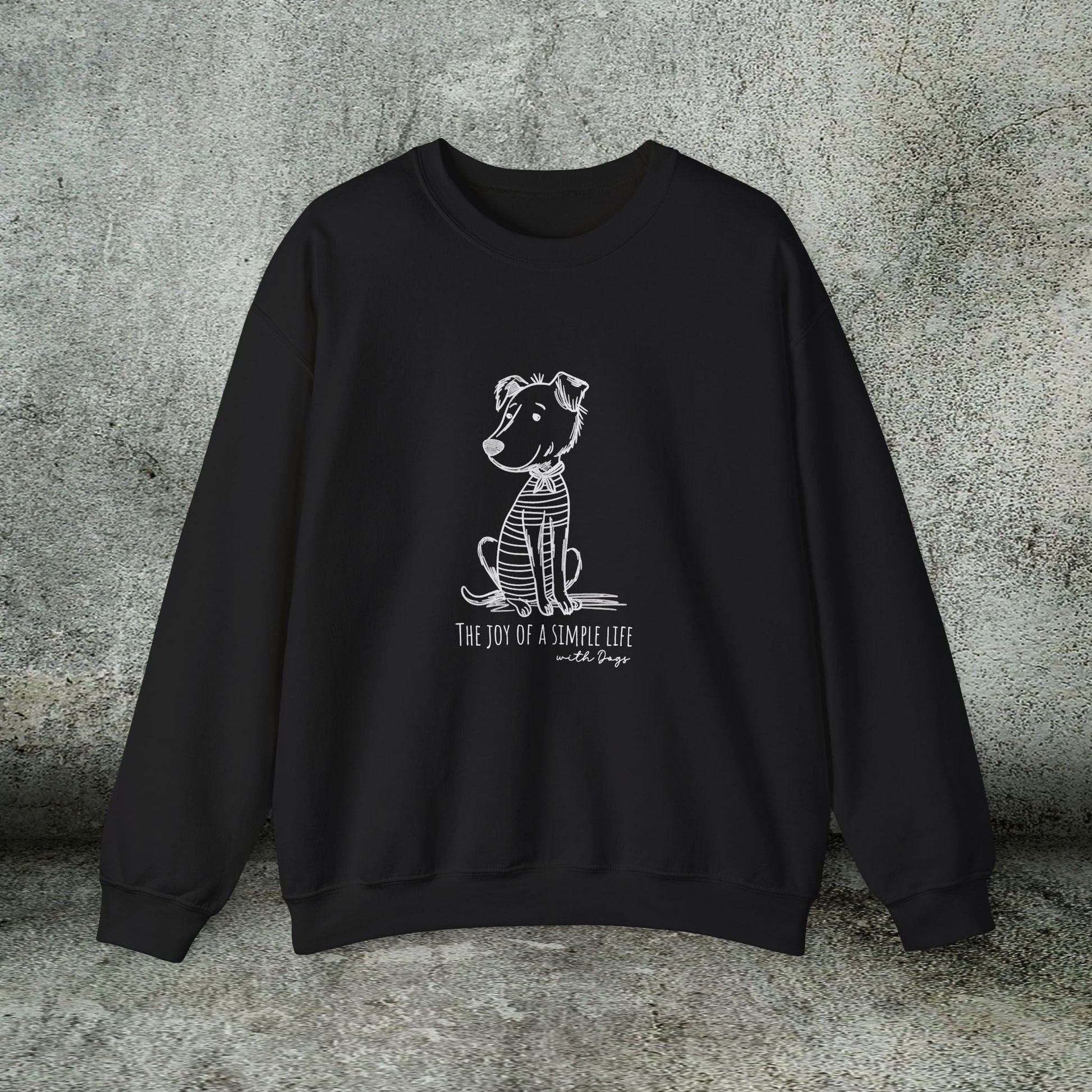 Simple Life Sweatshirt – Joyful Dog Lover Crewneck, Cozy Unisex Pullover - FlooredByArt