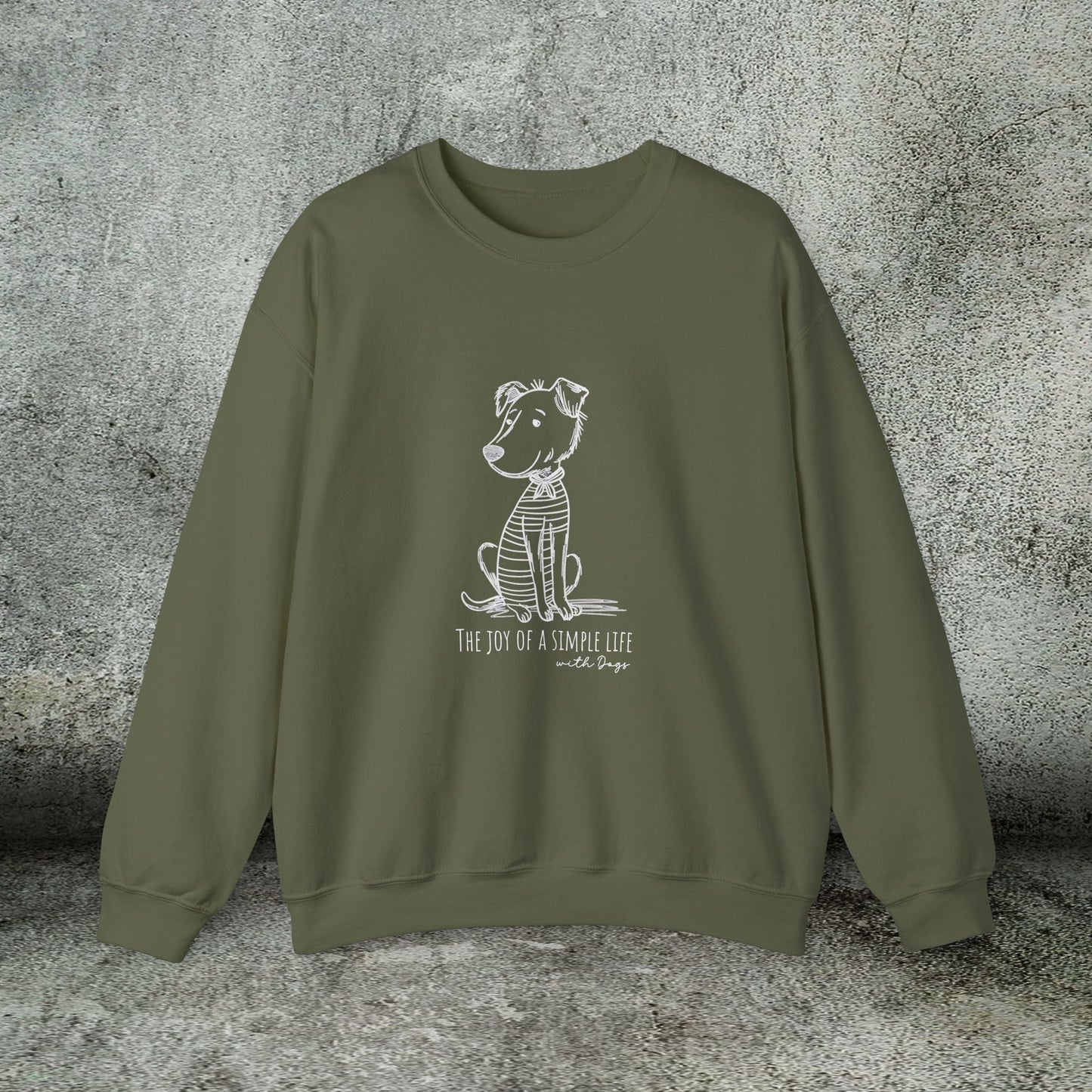 Simple Life Sweatshirt – Joyful Dog Lover Crewneck, Cozy Unisex Pullover - FlooredByArt