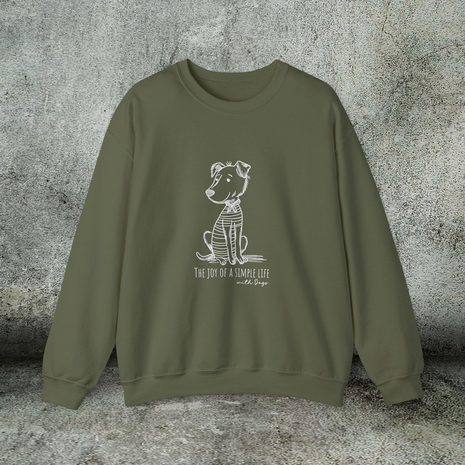 Simple Life Sweatshirt – Joyful Dog Lover Crewneck, Cozy Unisex Pullover - FlooredByArt