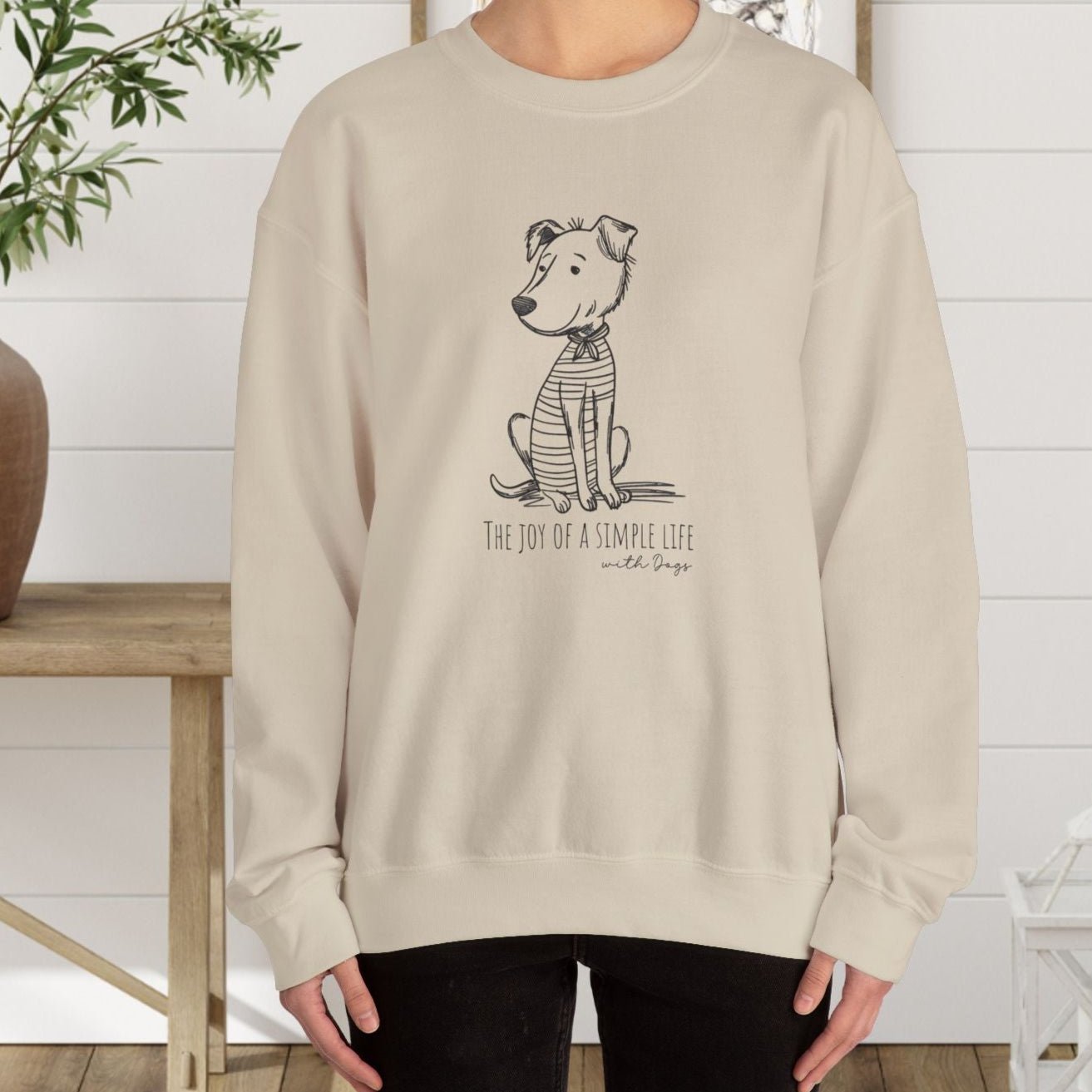 Simple Life Sweatshirt – Joyful Dog Lover Crewneck, Cozy Unisex Pullover - FlooredByArt