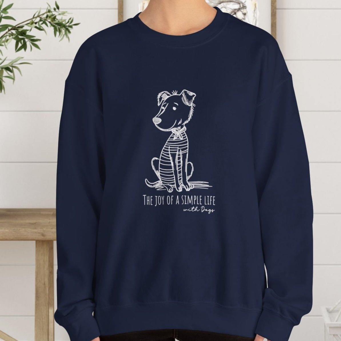 Simple Life Sweatshirt – Joyful Dog Lover Crewneck, Cozy Unisex Pullover - FlooredByArt