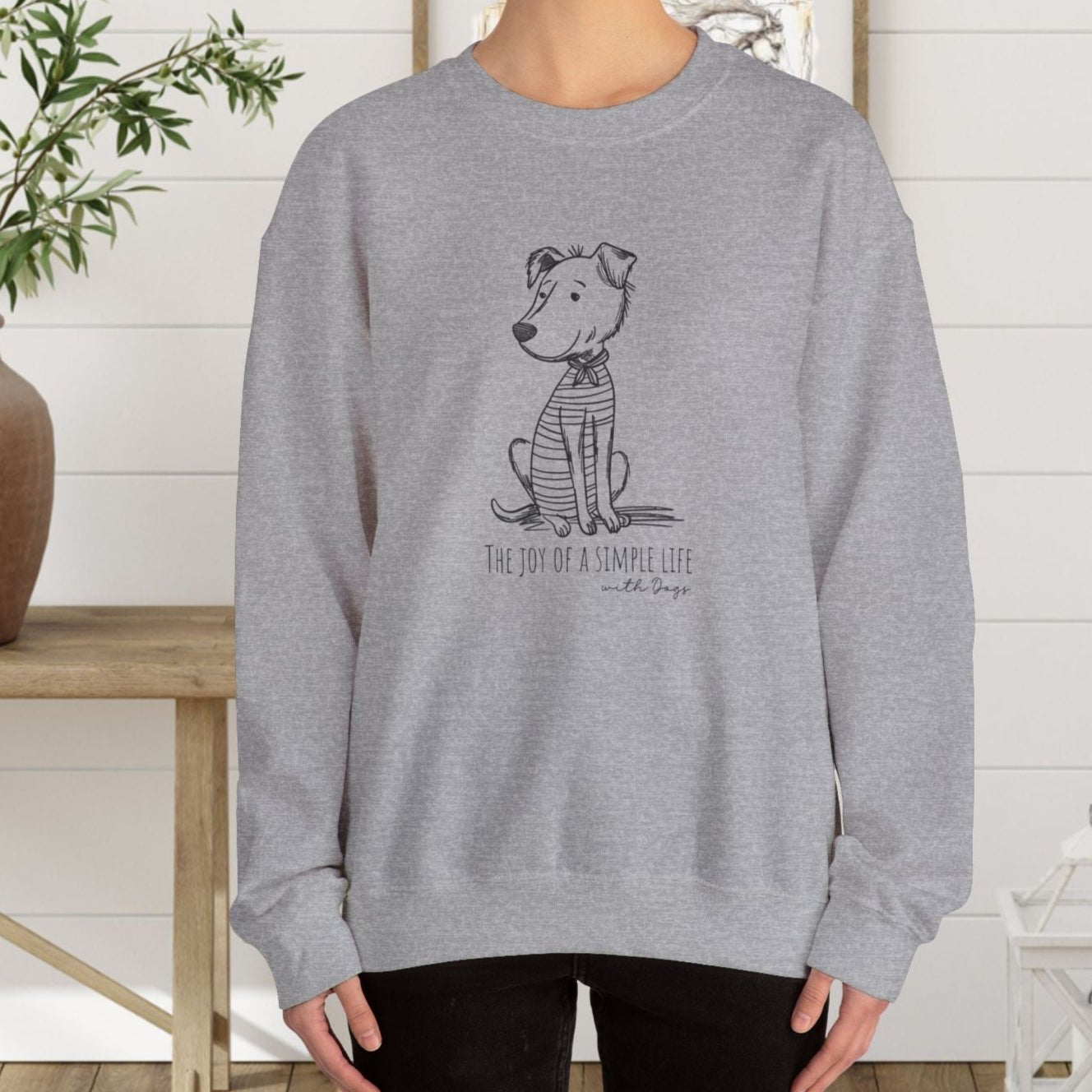 Simple Life Sweatshirt – Joyful Dog Lover Crewneck, Cozy Unisex Pullover - FlooredByArt