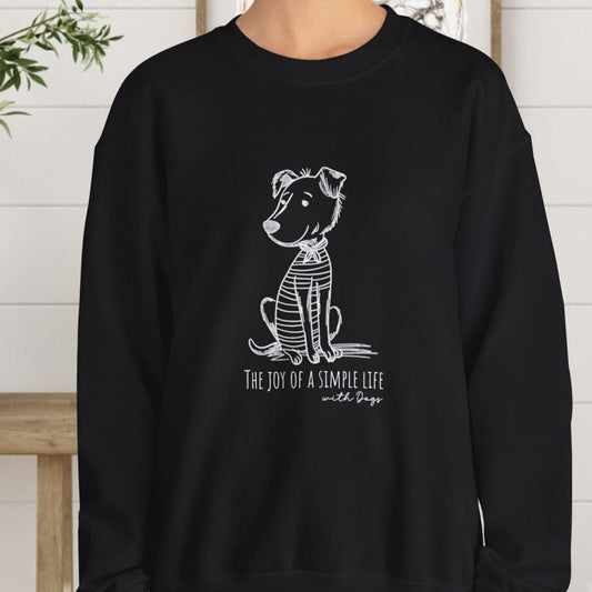 Simple Life Sweatshirt – Joyful Dog Lover Crewneck, Cozy Unisex Pullover - FlooredByArt