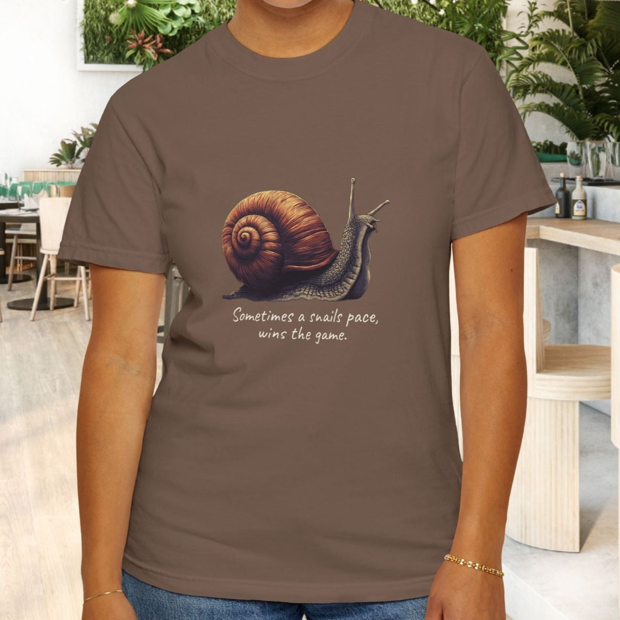 Sometimes a Snail Pace Wins the Game Shirt - Inspirational Snail Tee - FlooredByArt