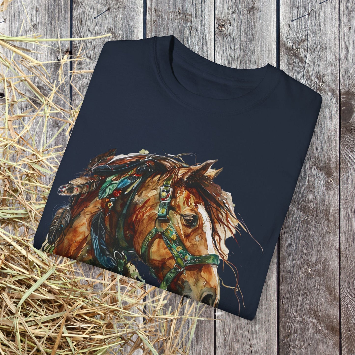 Spirit Totem Draft Horse Watercolor Tee – Comfort Colors Western Shirt - FlooredByArt