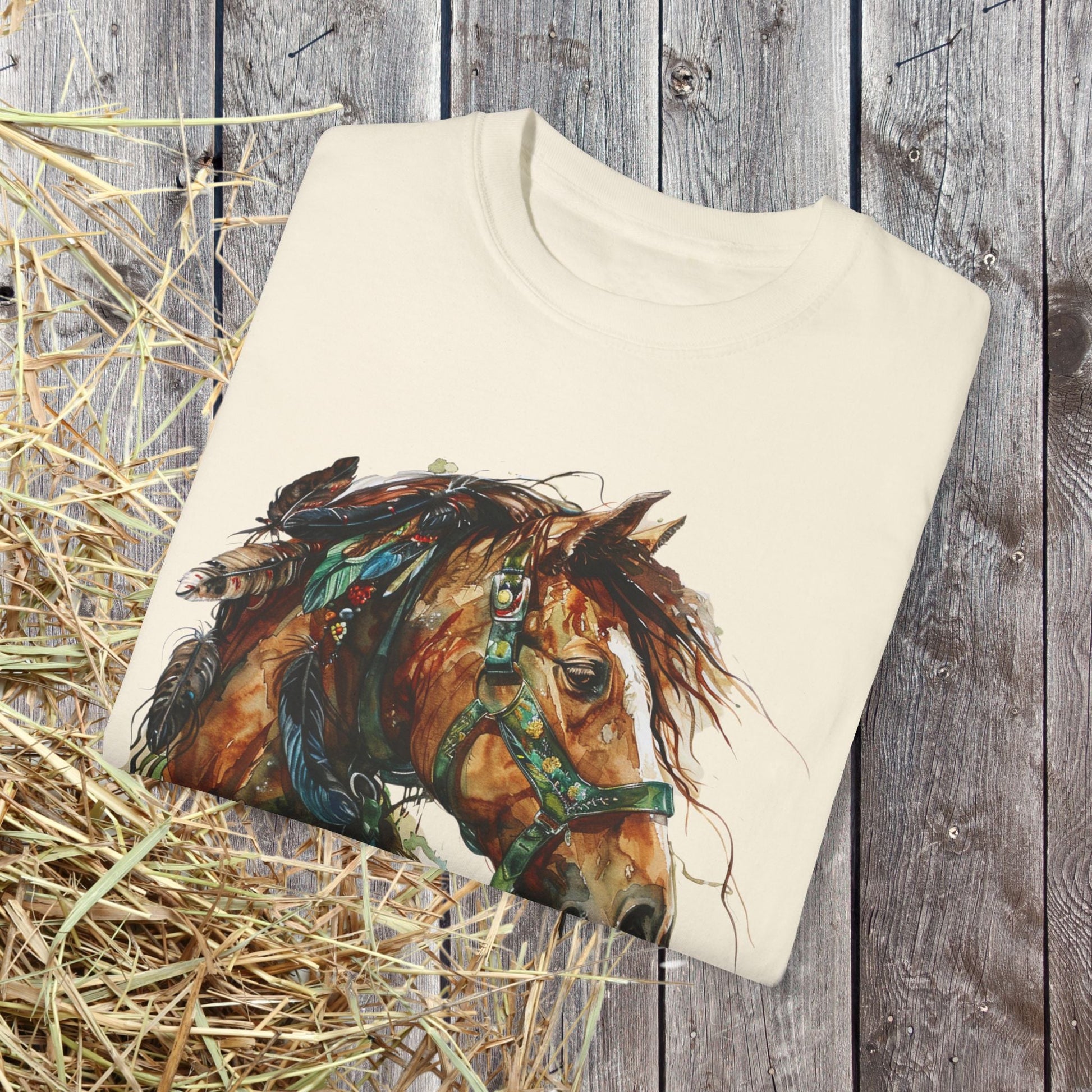 Spirit Totem Draft Horse Watercolor Tee – Comfort Colors Western Shirt - FlooredByArt