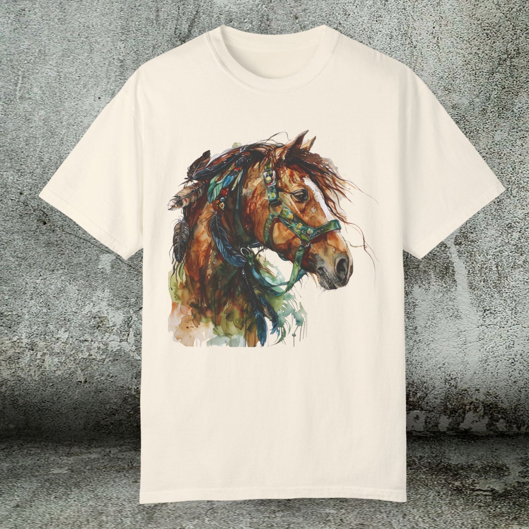 Spirit Totem Draft Horse Watercolor Tee – Comfort Colors Western Shirt - FlooredByArt