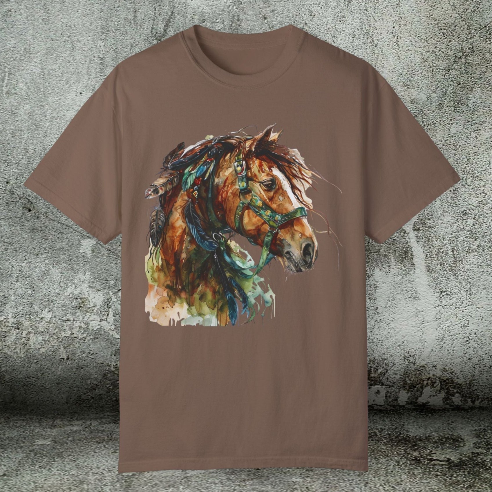 Spirit Totem Draft Horse Watercolor Tee – Comfort Colors Western Shirt - FlooredByArt
