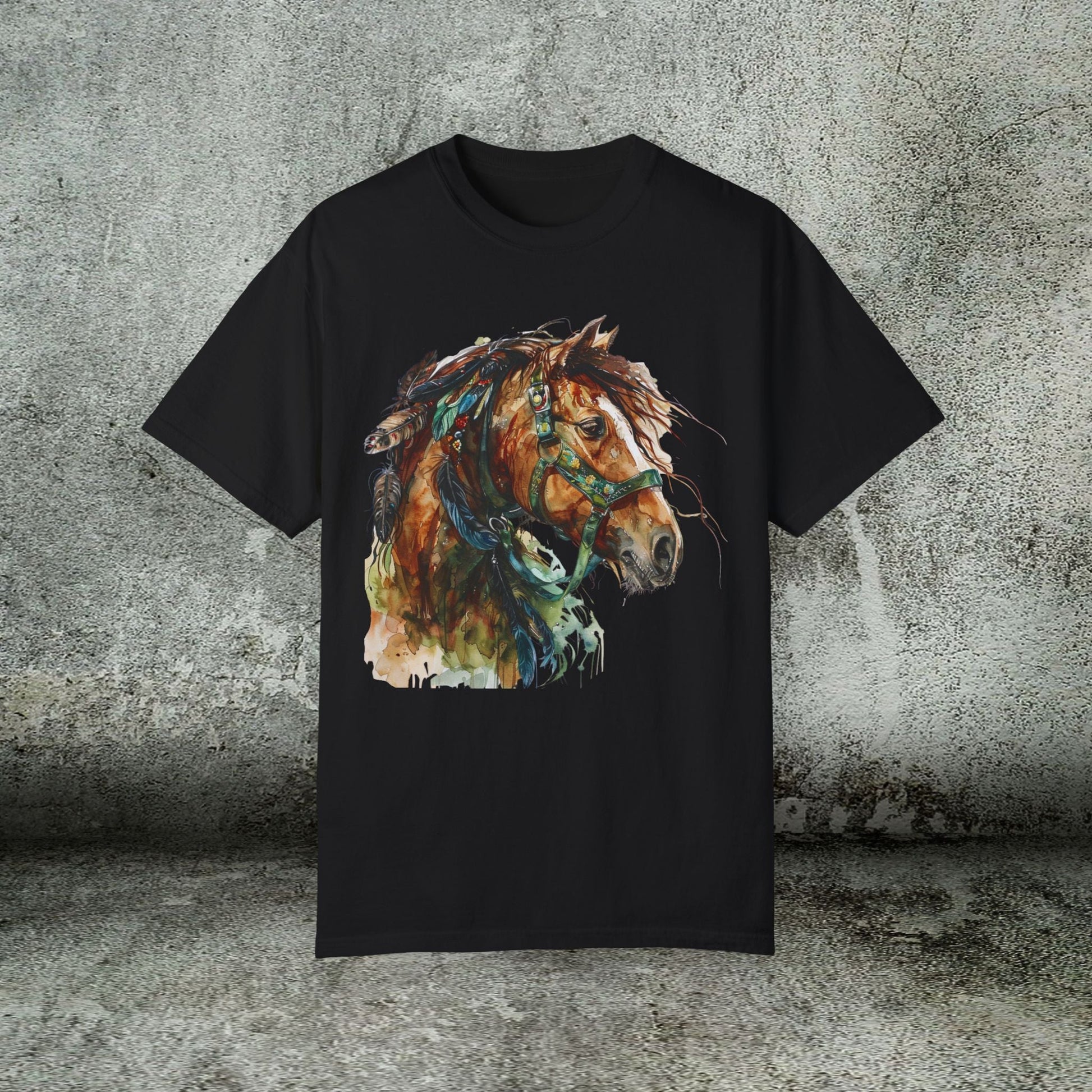 Spirit Totem Draft Horse Watercolor Tee – Comfort Colors Western Shirt - FlooredByArt
