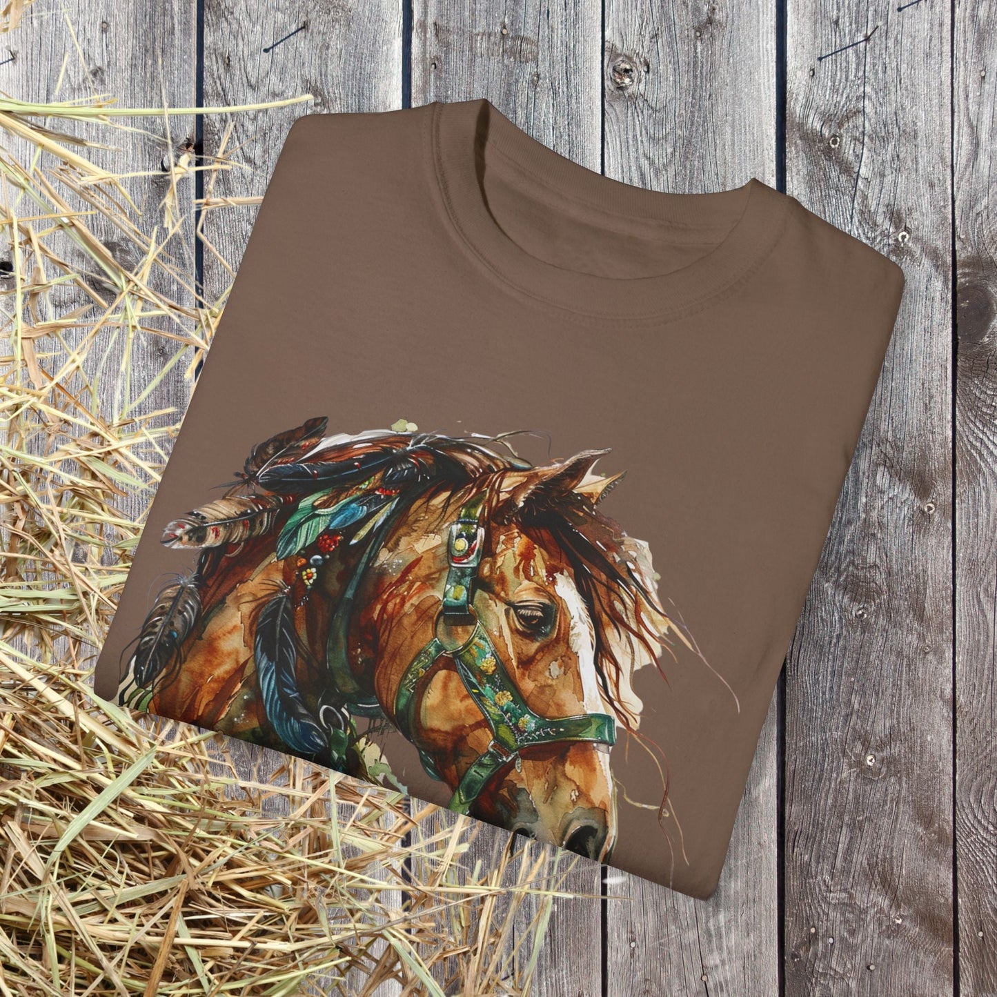 Spirit Totem Draft Horse Watercolor Tee – Comfort Colors Western Shirt - FlooredByArt