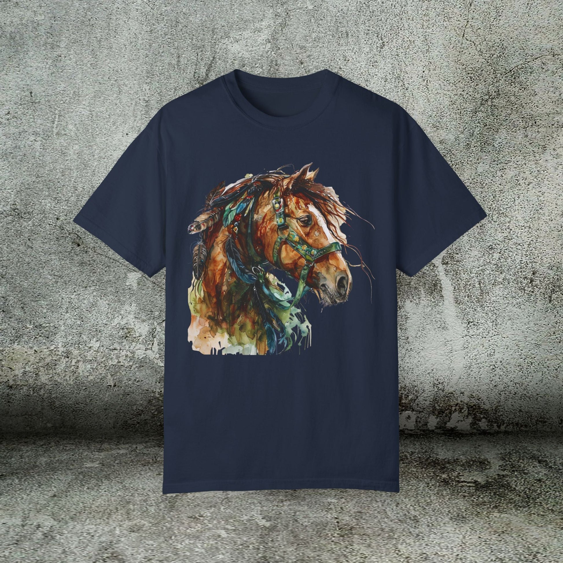Spirit Totem Draft Horse Watercolor Tee – Comfort Colors Western Shirt - FlooredByArt