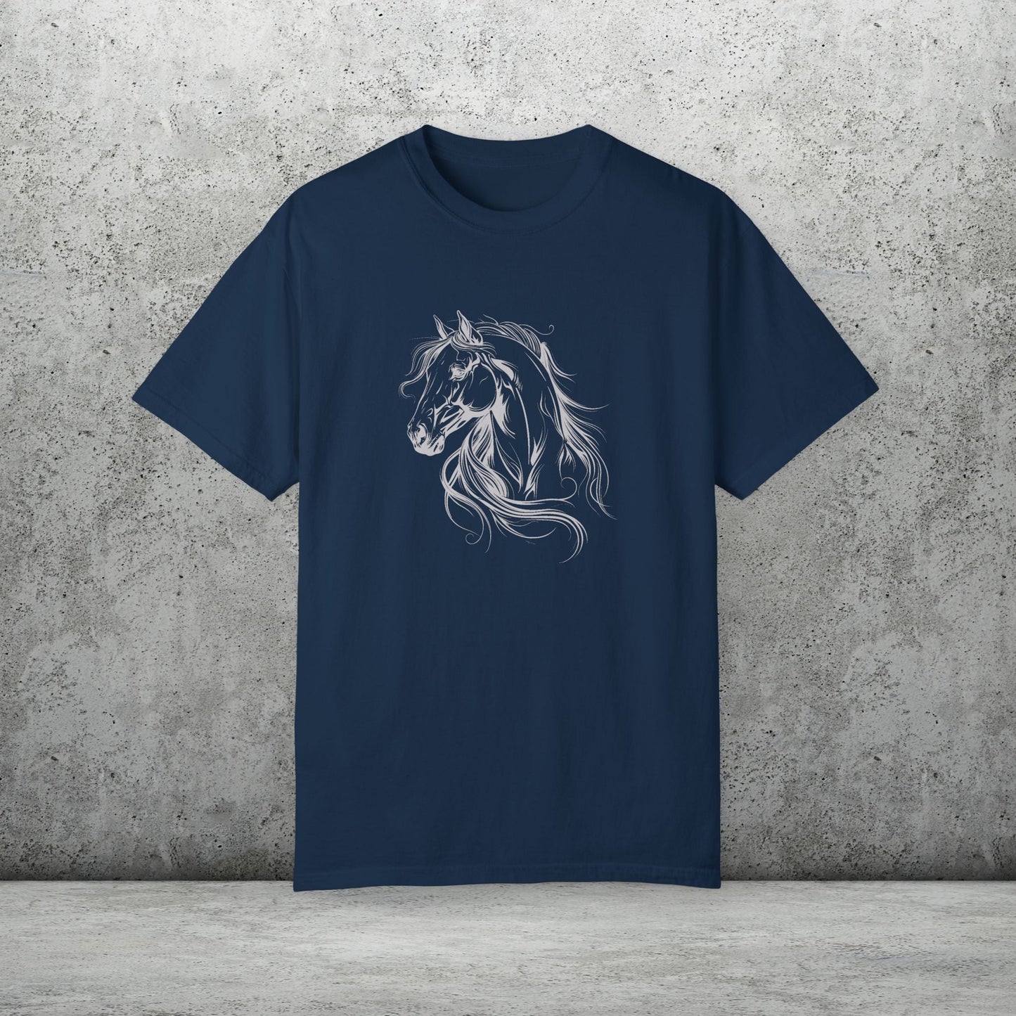 Spirited Horse Line Art Tee – Comfort Colors Equestrian Shirt - FlooredByArt