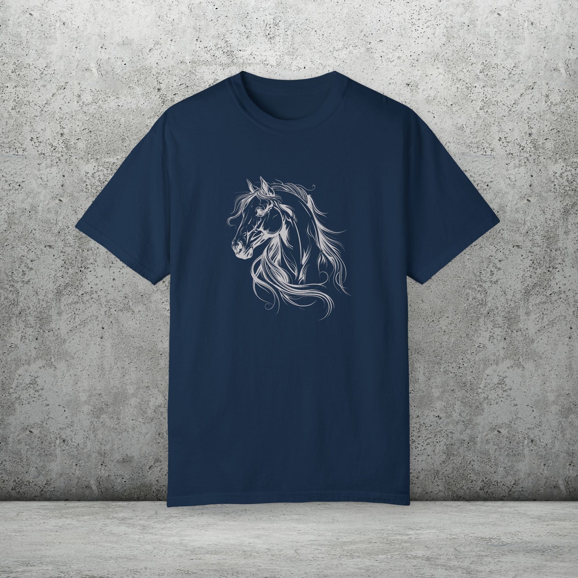 Spirited Horse Line Art Tee – Comfort Colors Equestrian Shirt - FlooredByArt