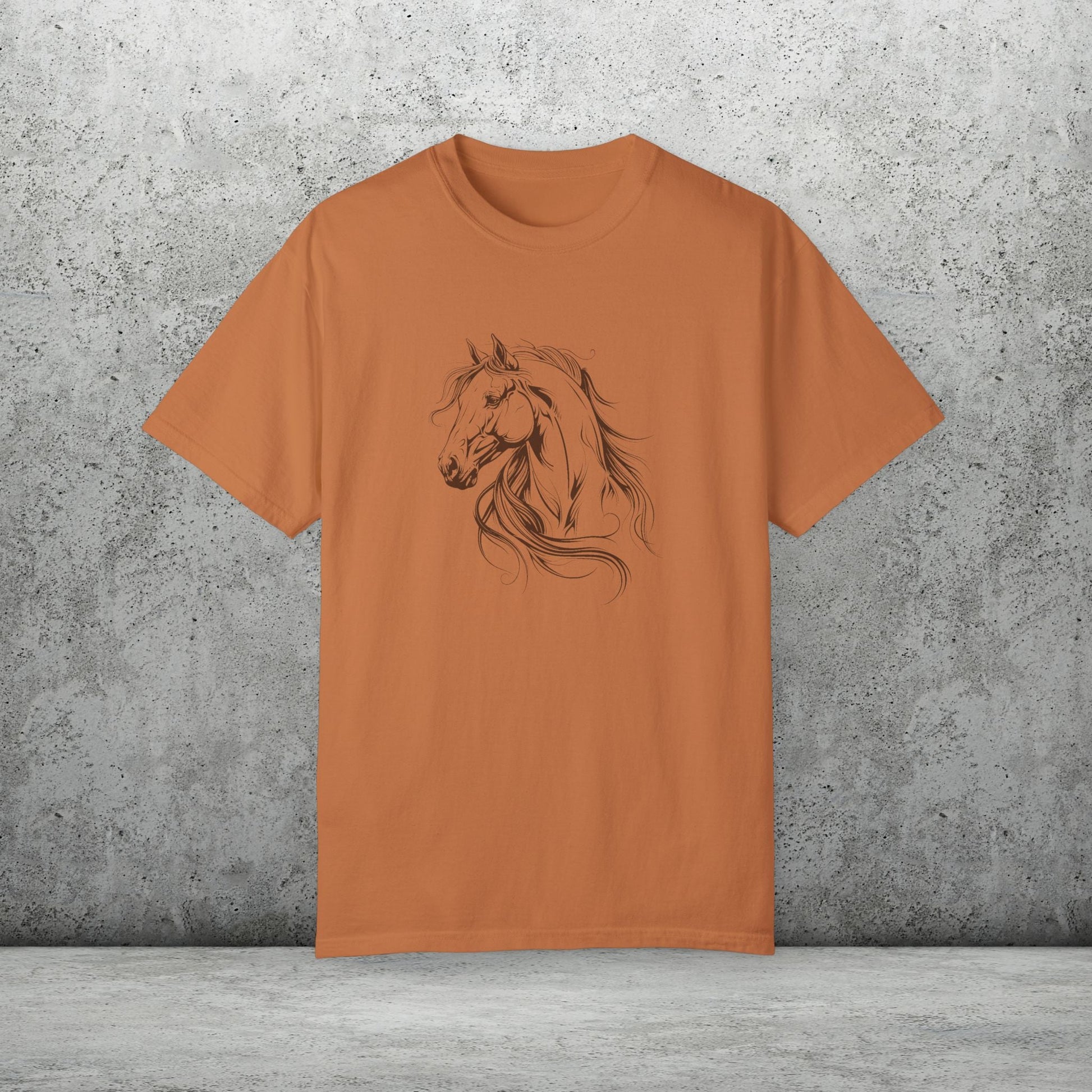 Spirited Horse Line Art Tee – Comfort Colors Equestrian Shirt - FlooredByArt