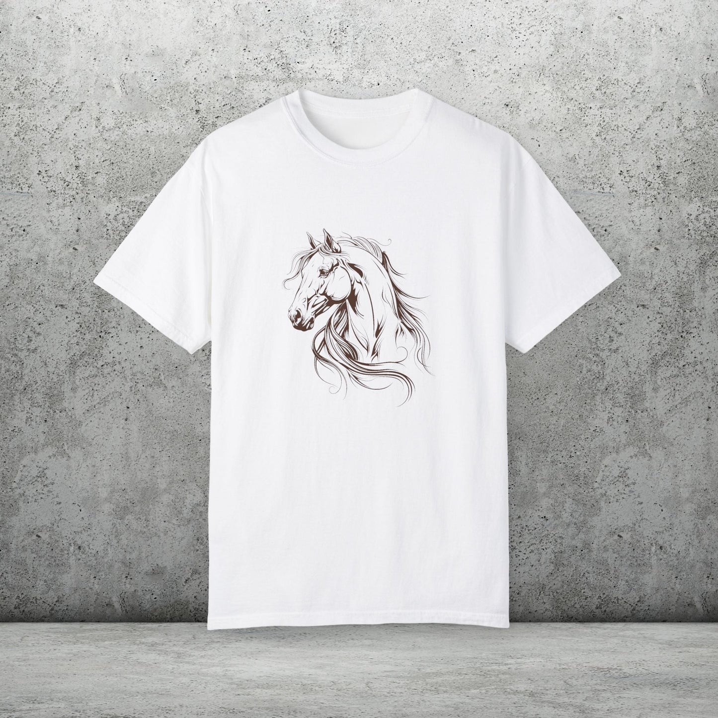 Spirited Horse Line Art Tee – Comfort Colors Equestrian Shirt - FlooredByArt