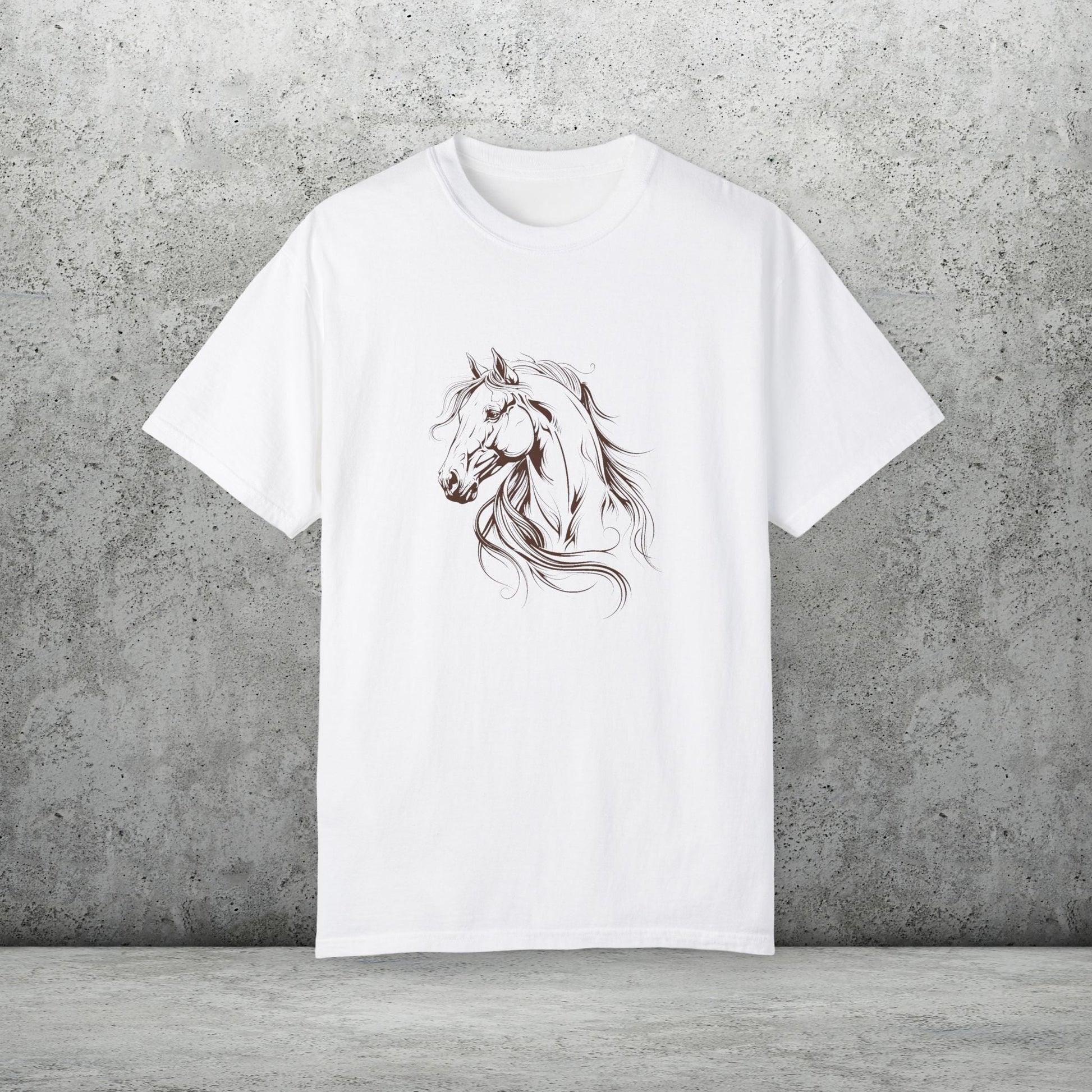 Spirited Horse Line Art Tee – Comfort Colors Equestrian Shirt - FlooredByArt