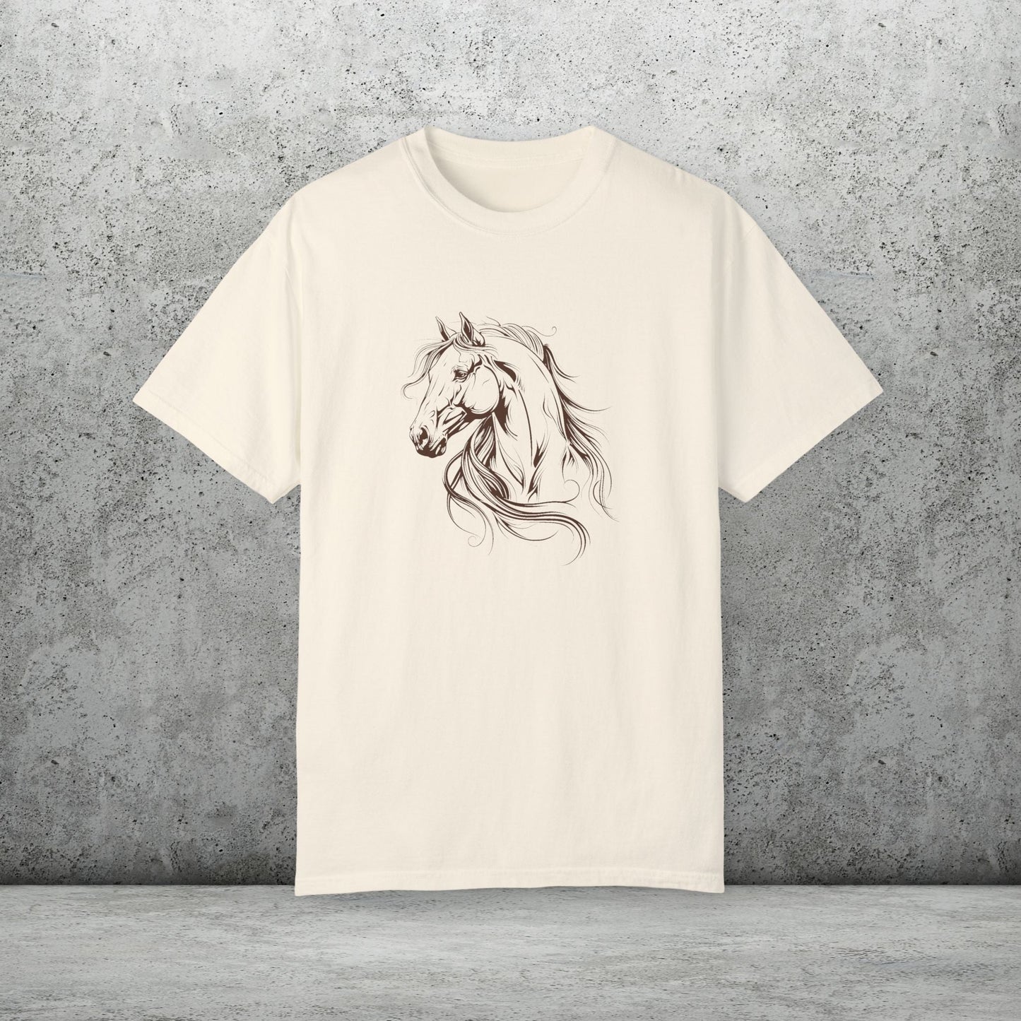 Spirited Horse Line Art Tee – Comfort Colors Equestrian Shirt - FlooredByArt