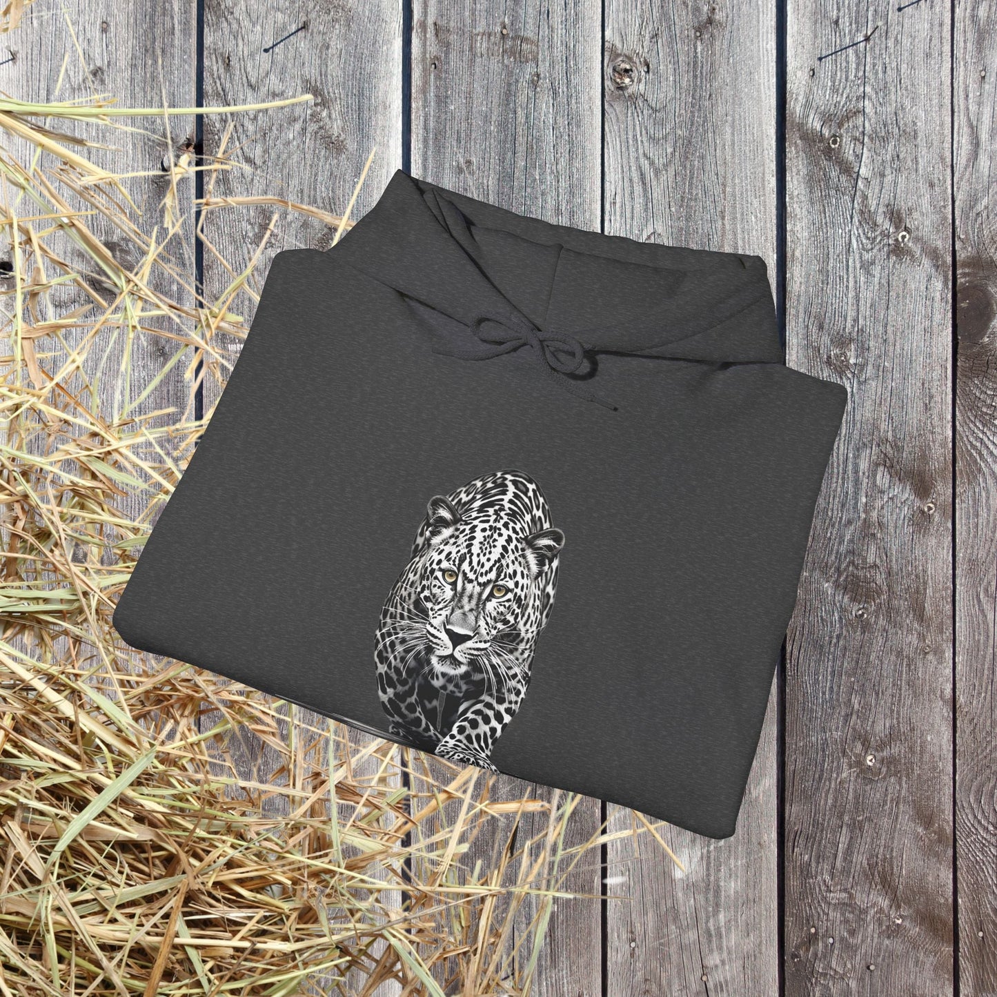 Stalking Leopard Hoodie – Wildlife Art Sweatshirt Original Leopard Design - FlooredByArt